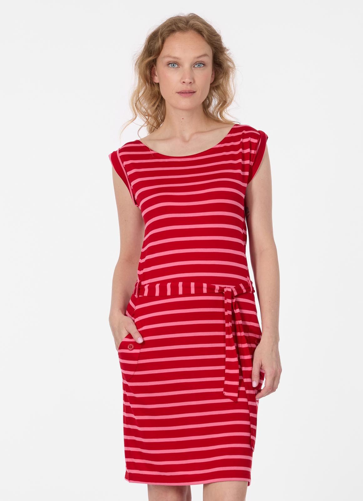 Ragwear Minikleid TAGG STRIPES (2-tlg) Fließende Viskosemischung mit Streifen und Bindeband