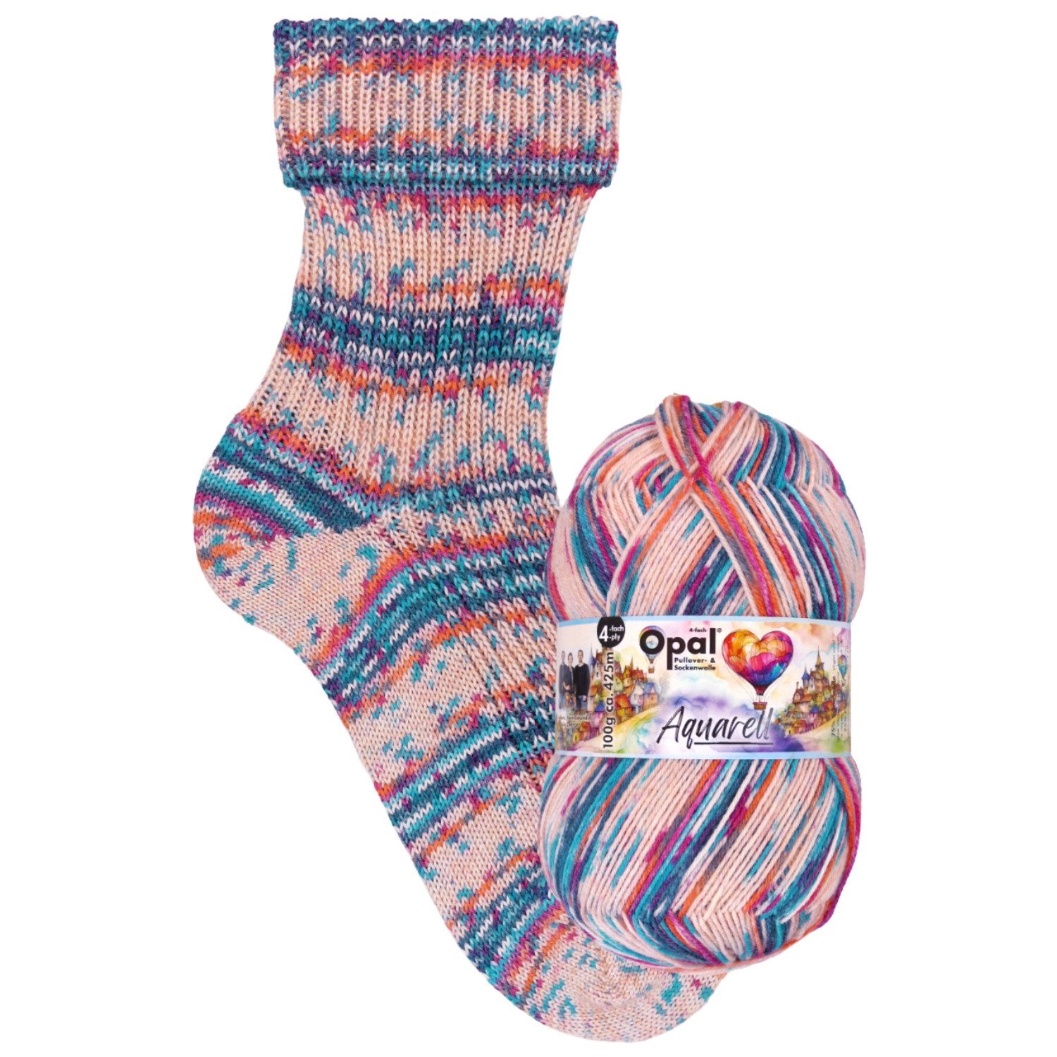 Opal Opal AQUARELL Sockenwolle Häkelwolle, 425 m (4-fach Pullover- und Sockenwolle), 100 g