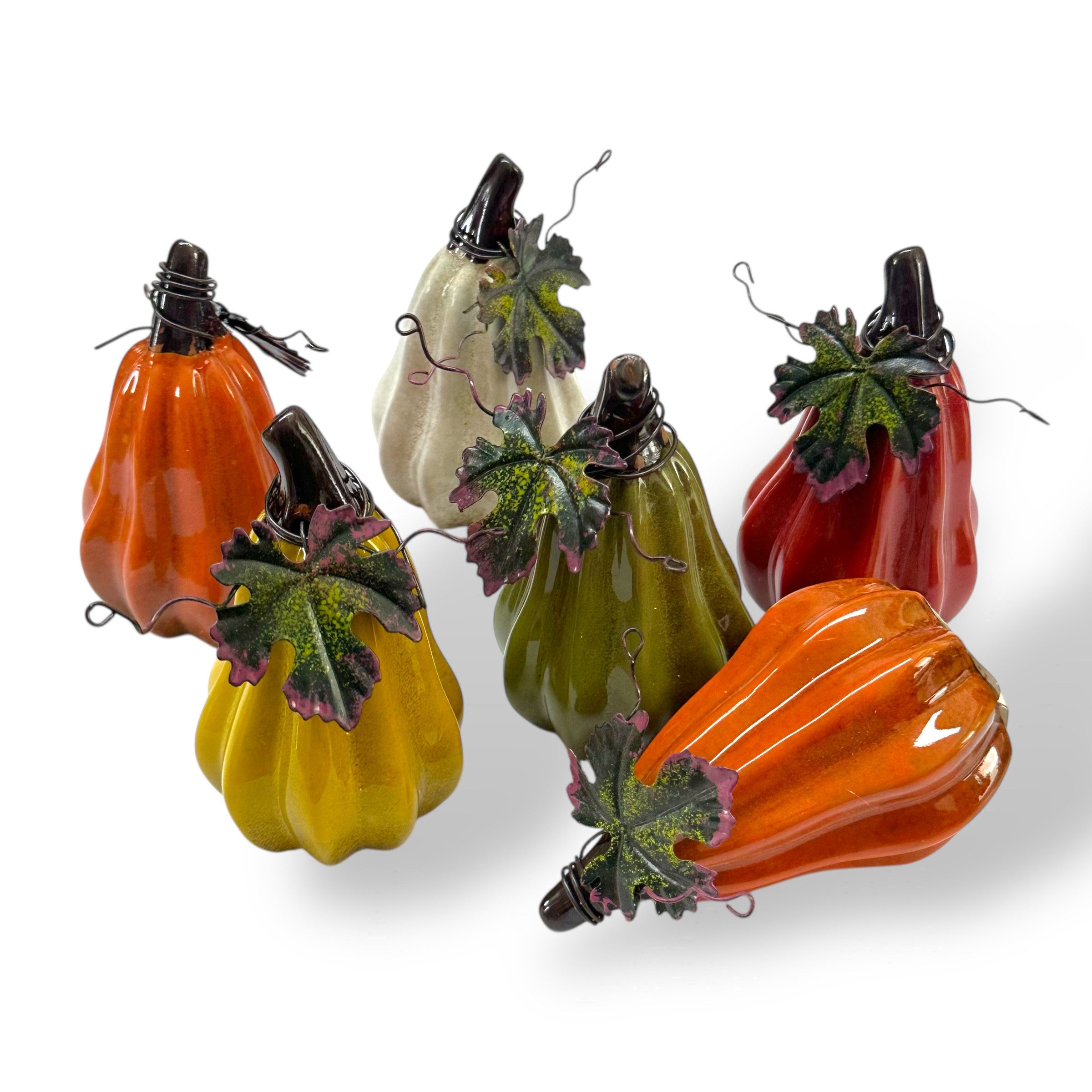 Dragimex Dekoobjekt 6x Kürbis aus Keramik, Herbstdekoration, Halloween-Deko Ø 6cm H 10cm