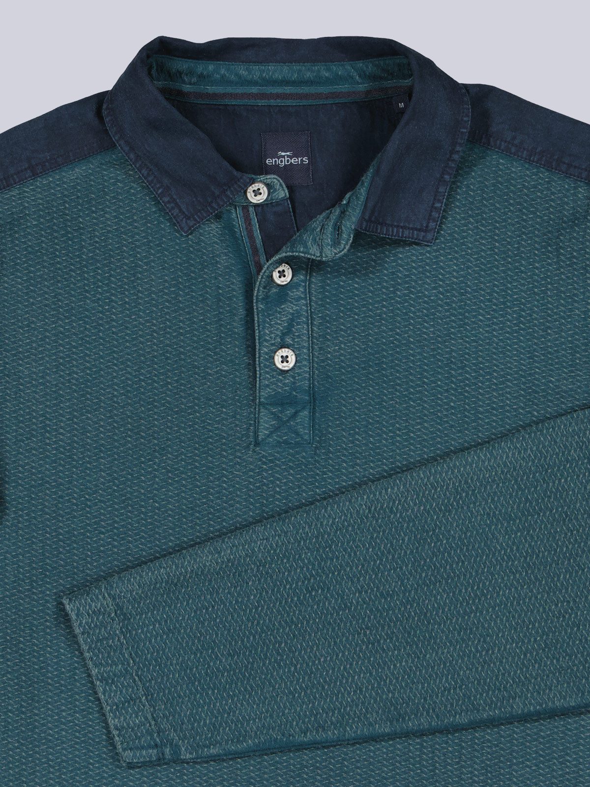 Engbers Langarm-Poloshirt Herren Langarm-Shirt mit Polokragen, Petrolgruen