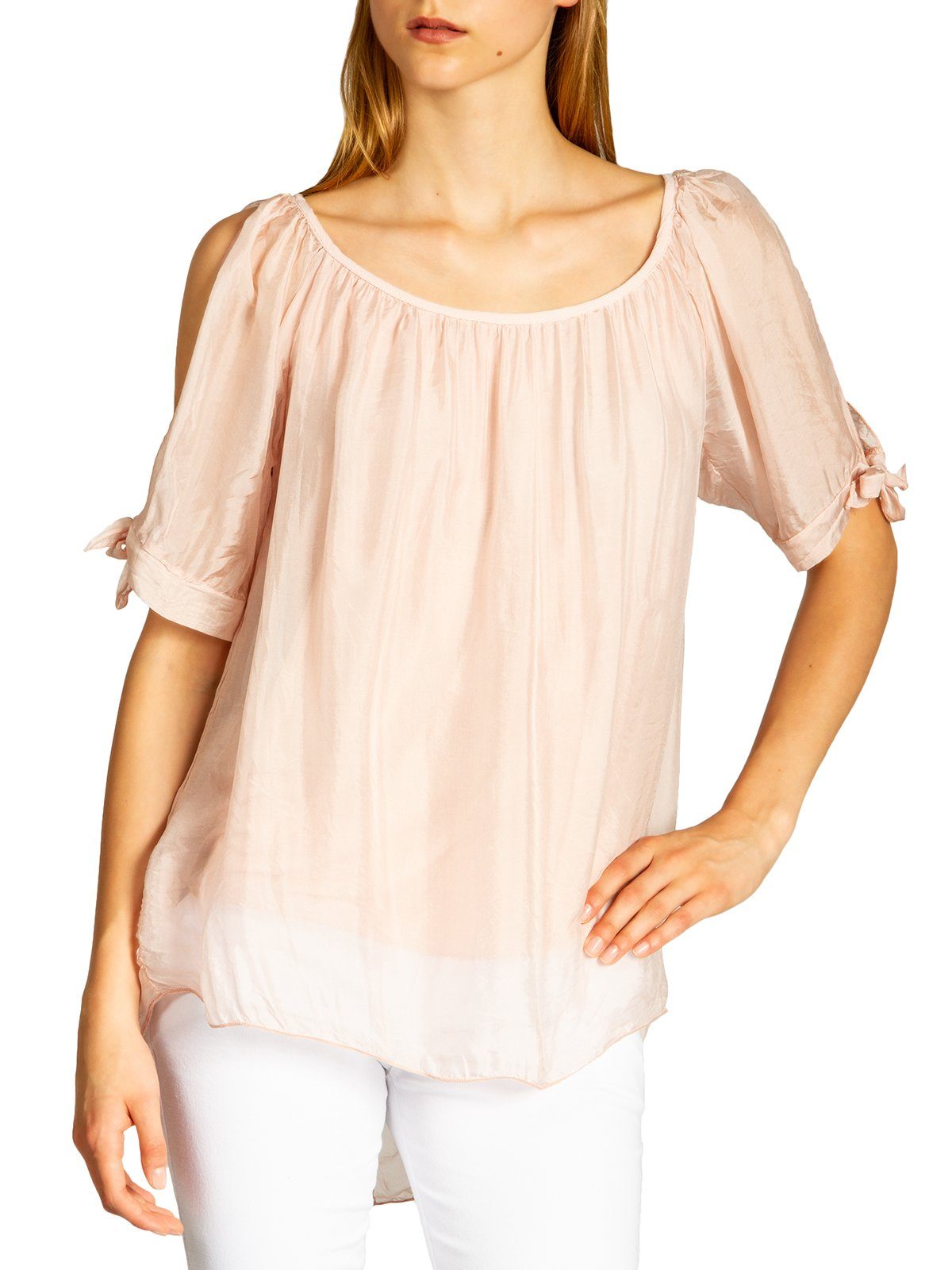 Caspar Shirtbluse BLU020 Bluse Sommer elegante lange Seidenanteil mit rosa leichte Damen