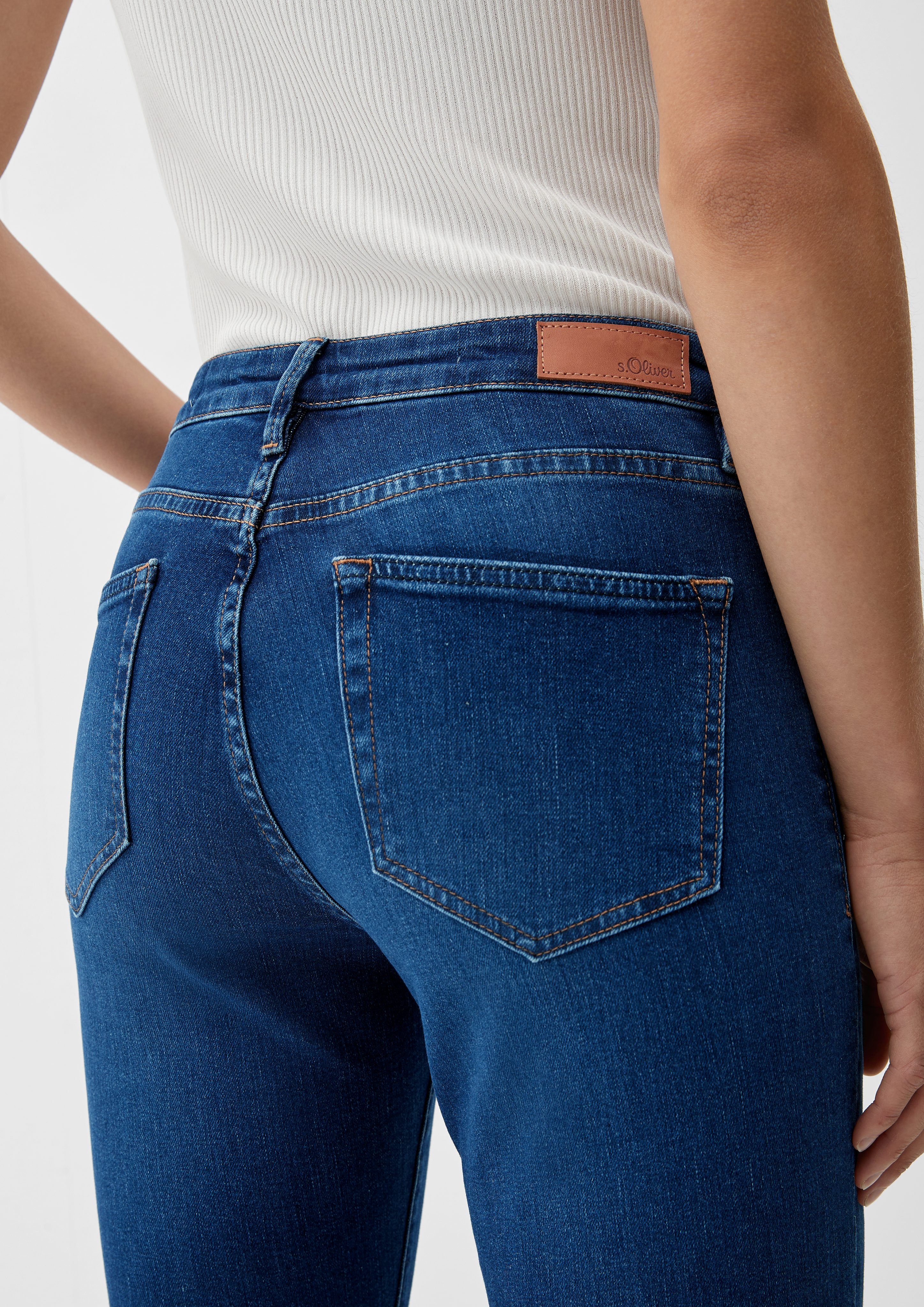 Fit Beverly Bootcut / Leder-Patch Jeans Rise 5-Pocket-Jeans s.Oliver Mid / Leg / Slim