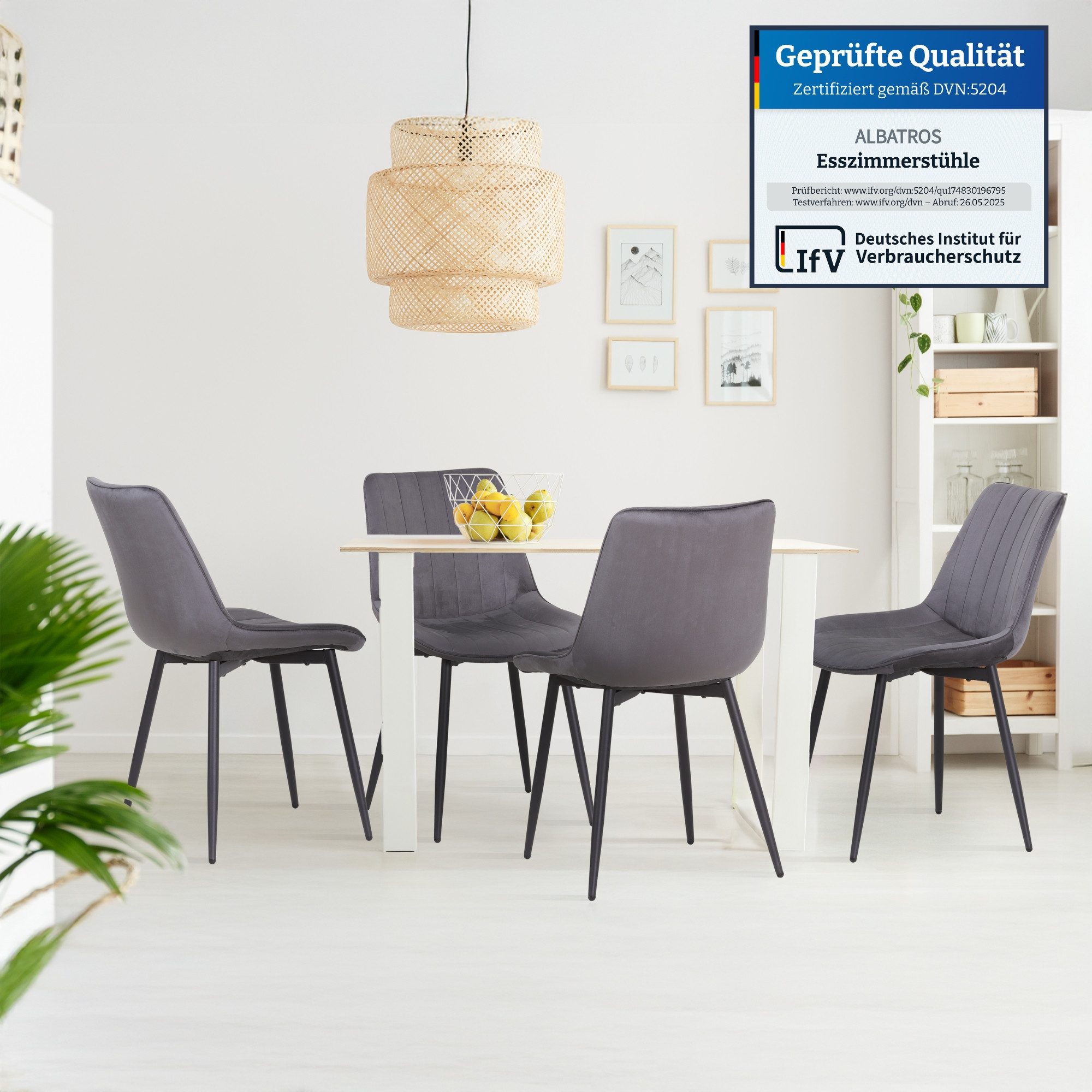 Albatros International Esszimmerstuhl BOSA Samtstuhl Beige günstig online kaufen