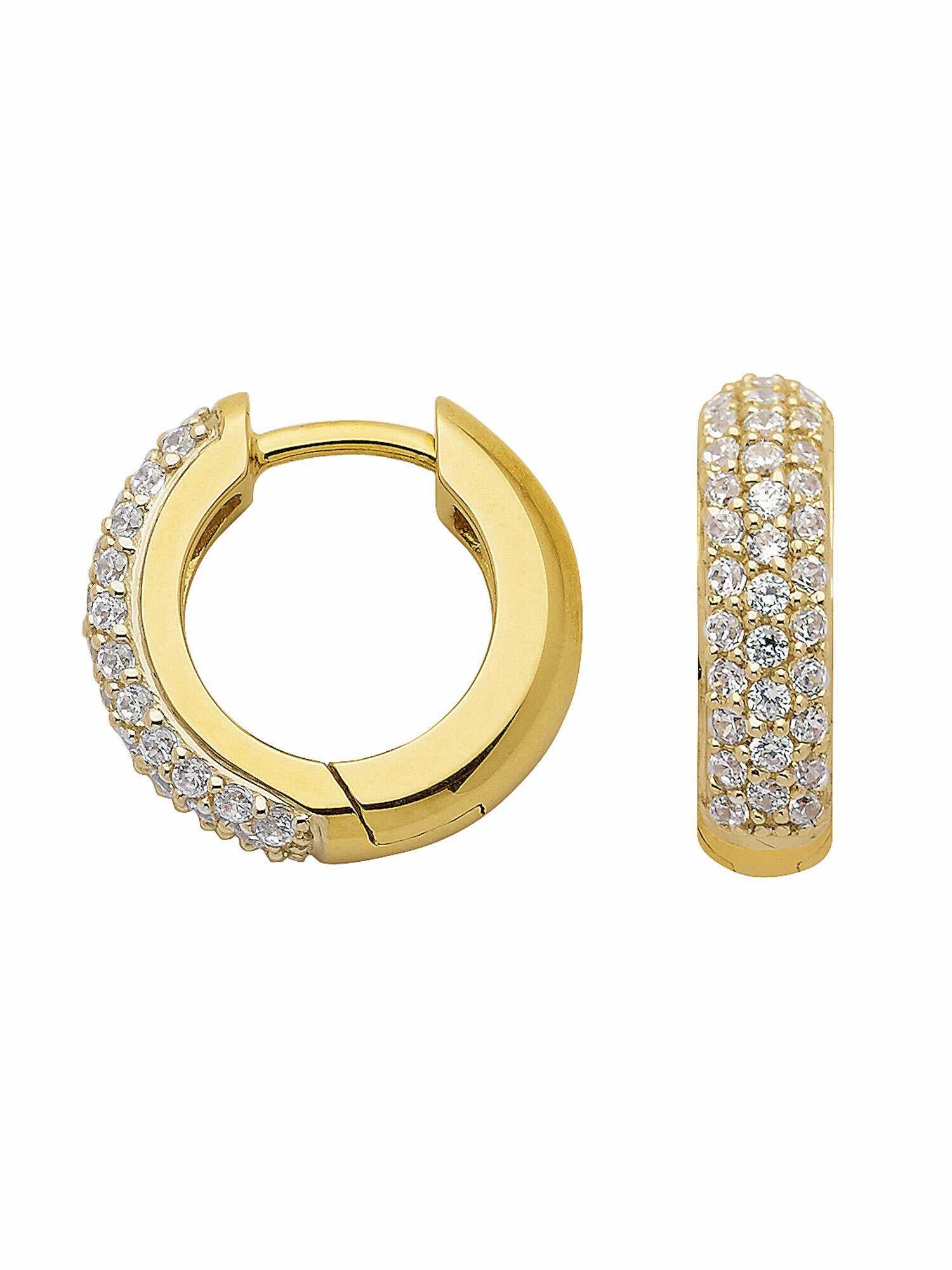 Adelia´s Paar Ohrhänger 333 Gold Ohrringe Creolen mit Zirkonia Ø 13,9 mm,  mit Zirkonia Goldschmuck für Damen