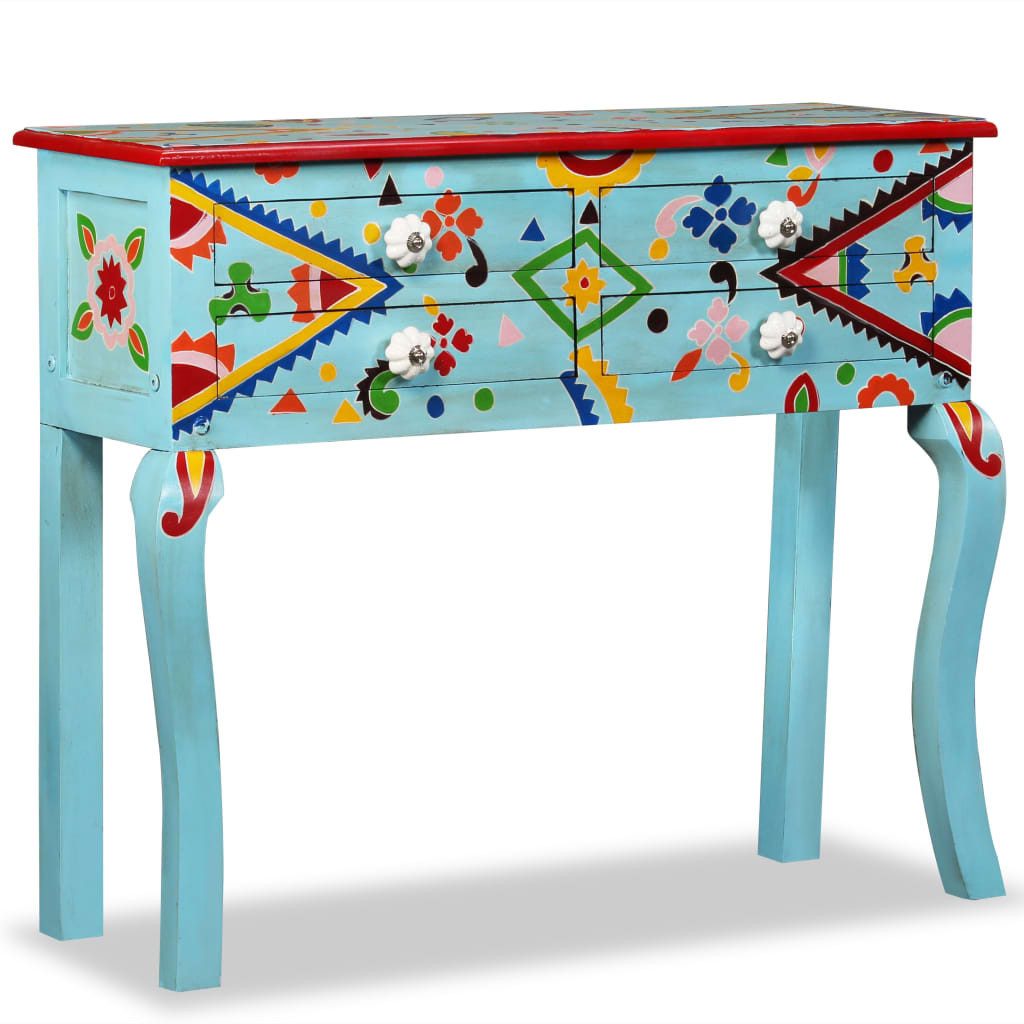 vidaXL Sideboard Konsolentisch Massivholz Blau Handbemalt (1 St)
