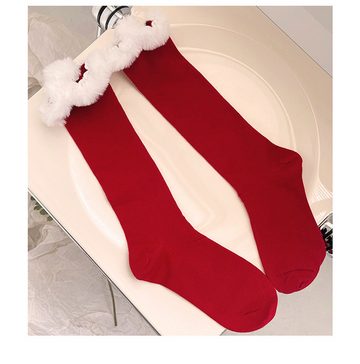 FIDDY Socken Rote, große Fleece-Socken bis zur Wadenmitte (2-Paar)