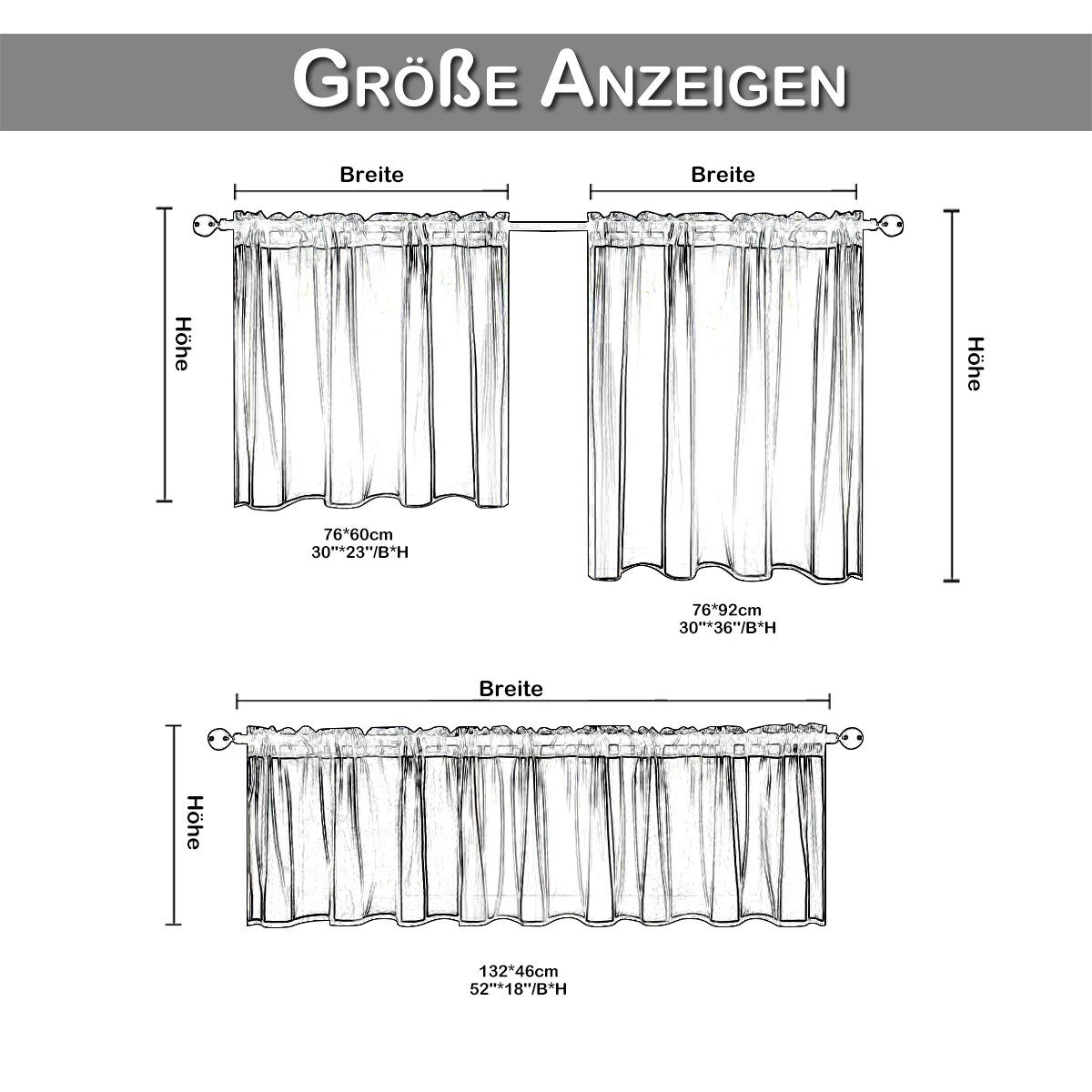 BTTO V&G Scheibengardine Kurzgardine,Voile Gardinen Vorhang,Bistrogardine, günstig online kaufen