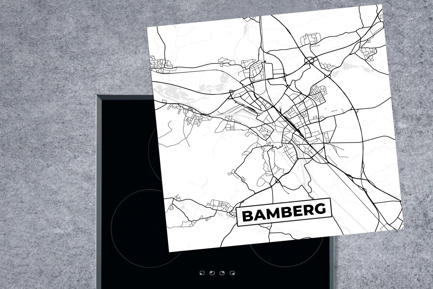 78x78 tlg), MuchoWow Bamberg Vinyl, Stadtplan, Karte Herdblende-/Abdeckplatte Ceranfeldabdeckung, - für Arbeitsplatte (1 küche - cm,