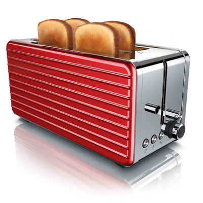 Arendo Toaster, 2 lange Schlitze, für 4 Scheiben, 1500 W, Langschlitz Toaster aus Edelstahl DESAYUNO