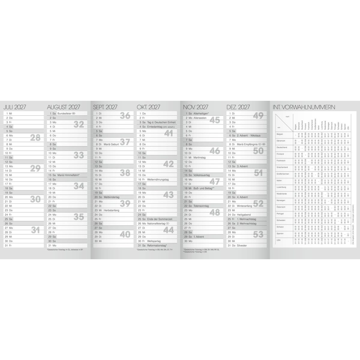 BRUNNEN Taschenkalender Taschenkalender 8,7x15,3 cm 2 Monate/Seite 2027