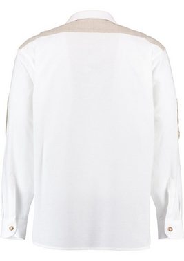 OS-Trachten Trachtenhemd Wigut Langarmhemd mit Schnürung und Zierteilen am Ausschnitt, Schlupfform
