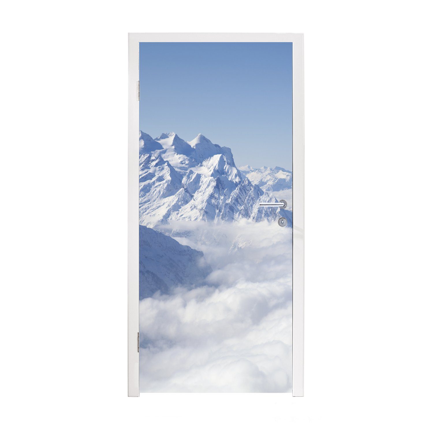 MuchoWow Türtapete Alpen - Schnee - Berg, Matt, bedruckt, (1 St), Fototapete für Tür, Türaufkleber, 75x205 cm