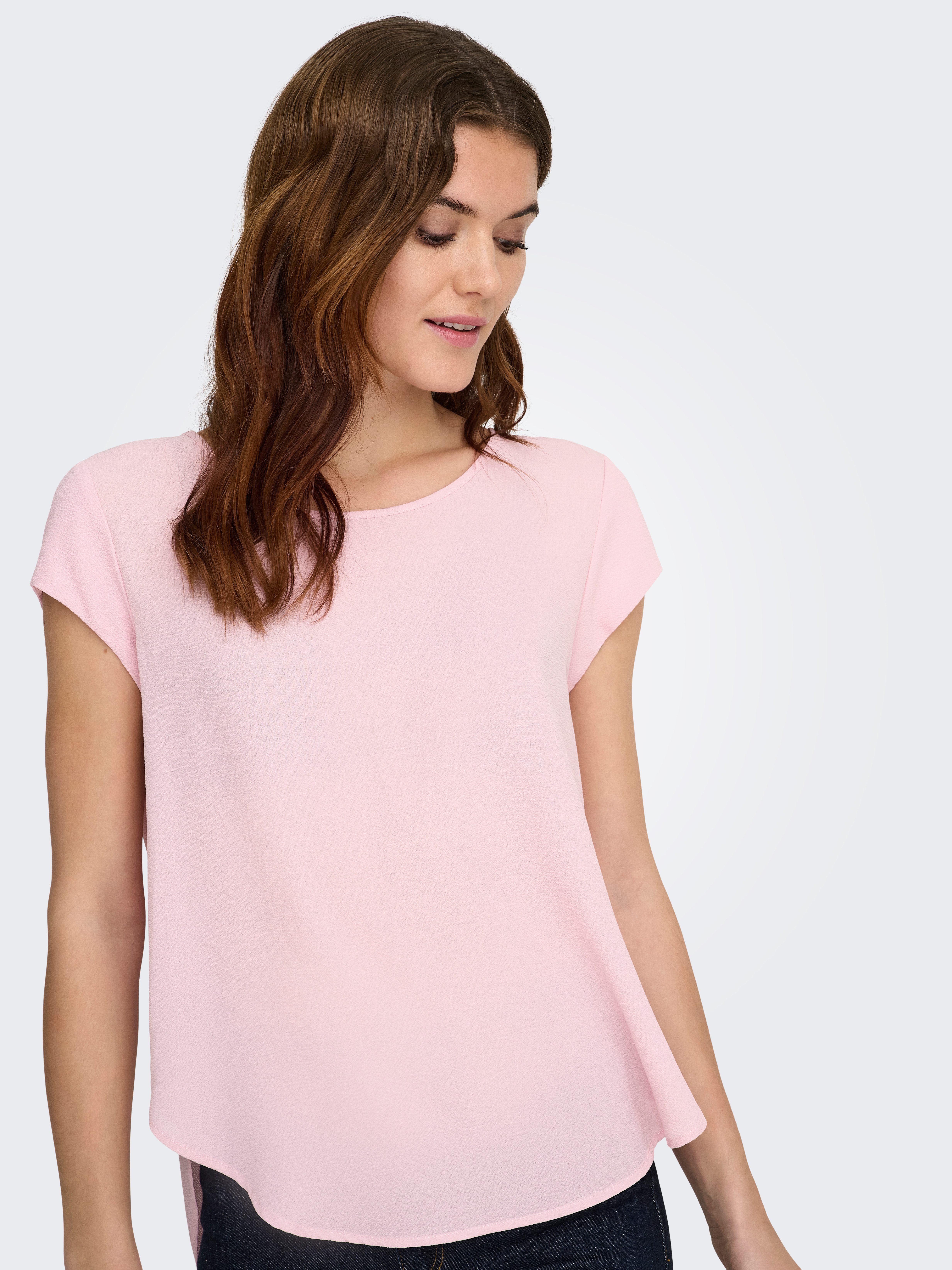 ONLY Kurzarmbluse ONLVIC – feminines Blusenshirt in lockerer Form Materialmix, regular fit