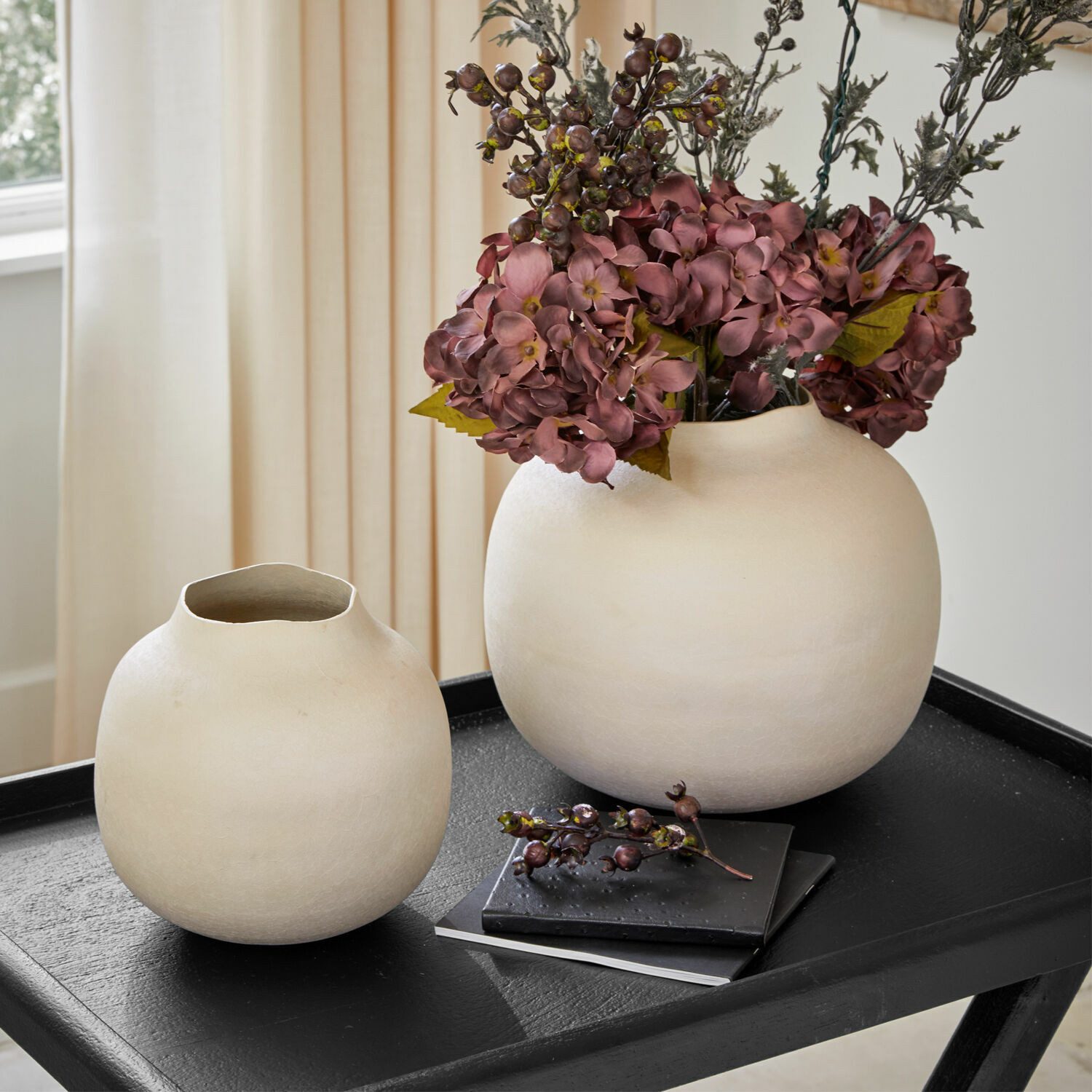 Mirabeau Tischvase Vase 2er Set Fleurons beige