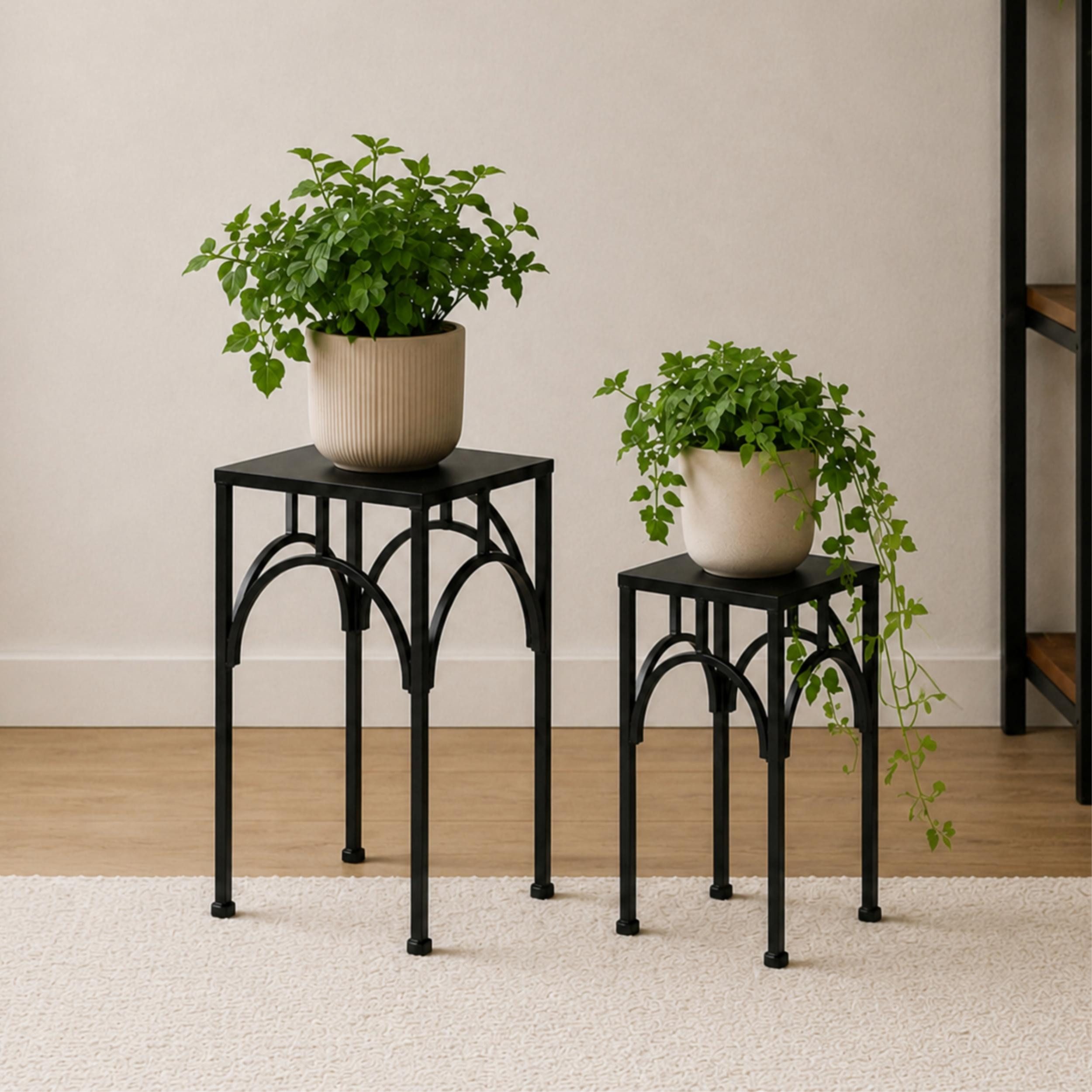 DanDiBo Blumenhocker Blumenhocker Metall Schwarz Eckig Beistelltisch 96449 2er Set (2er Set)