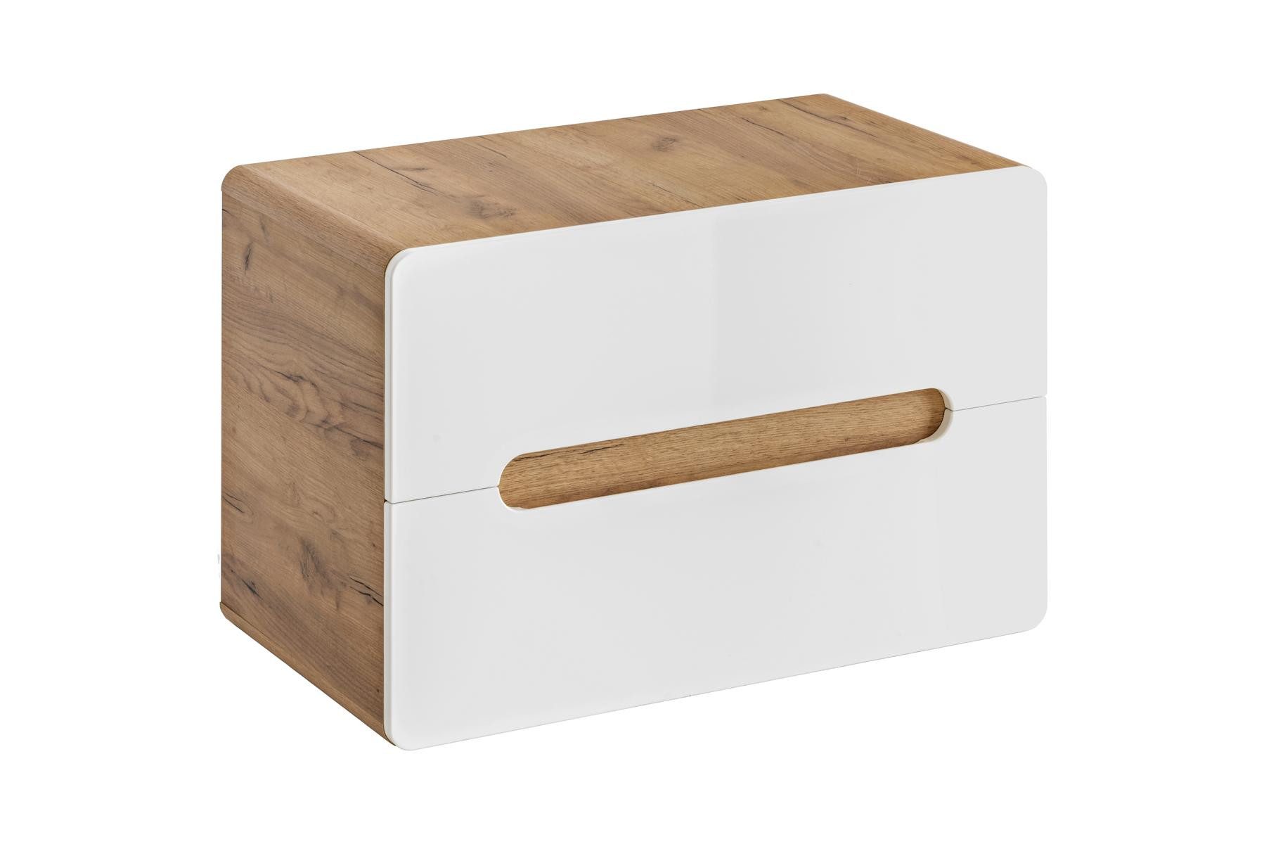 JVmoebel Hängeschrank Hochglanz Wandregal aus Holz in Brauntönen und Weiß (1-St) Made in Europa