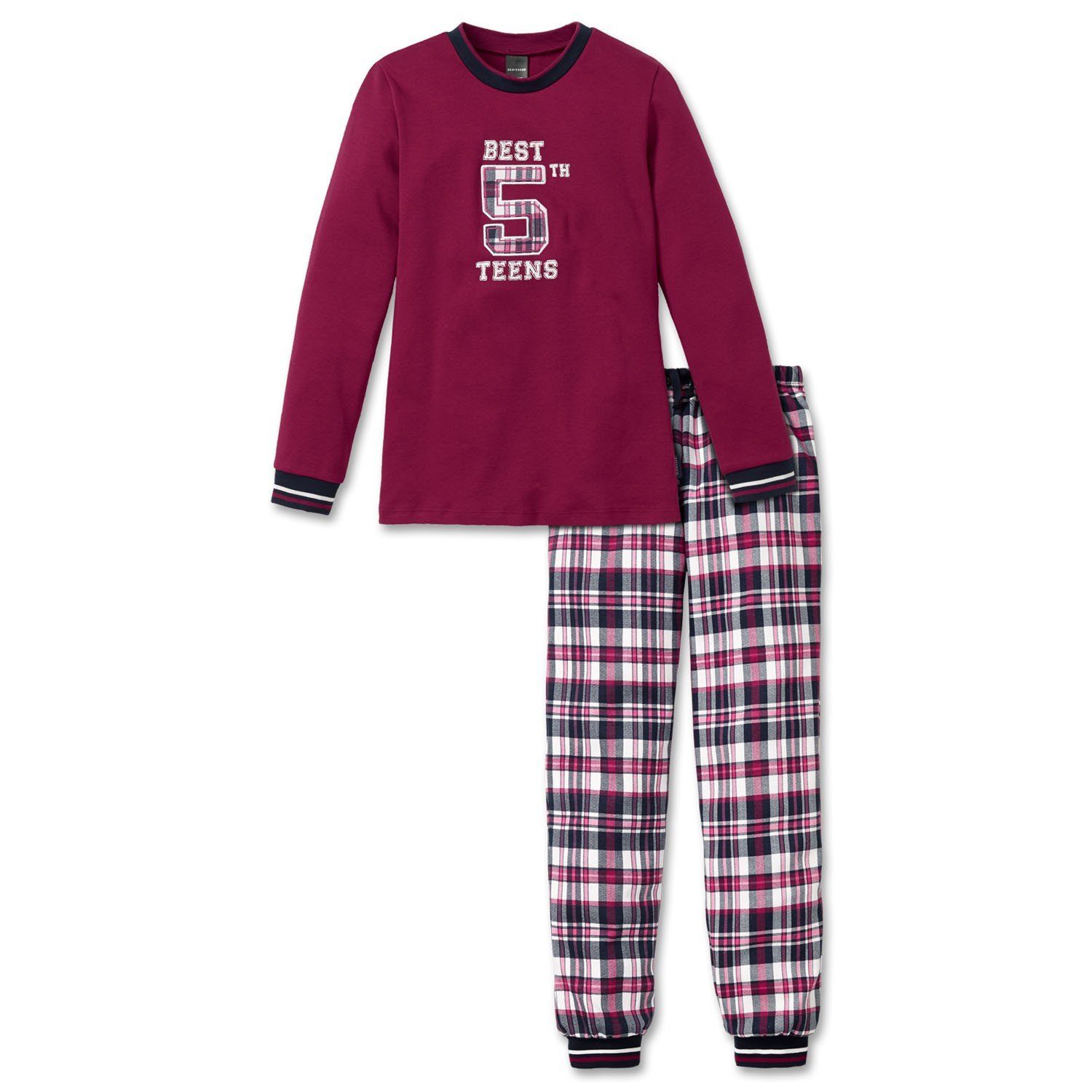Schiesser Schlafanzug Schools Out (Set, Set) Mädchen Schlafanzug, Langarm, 100% Baumwolle