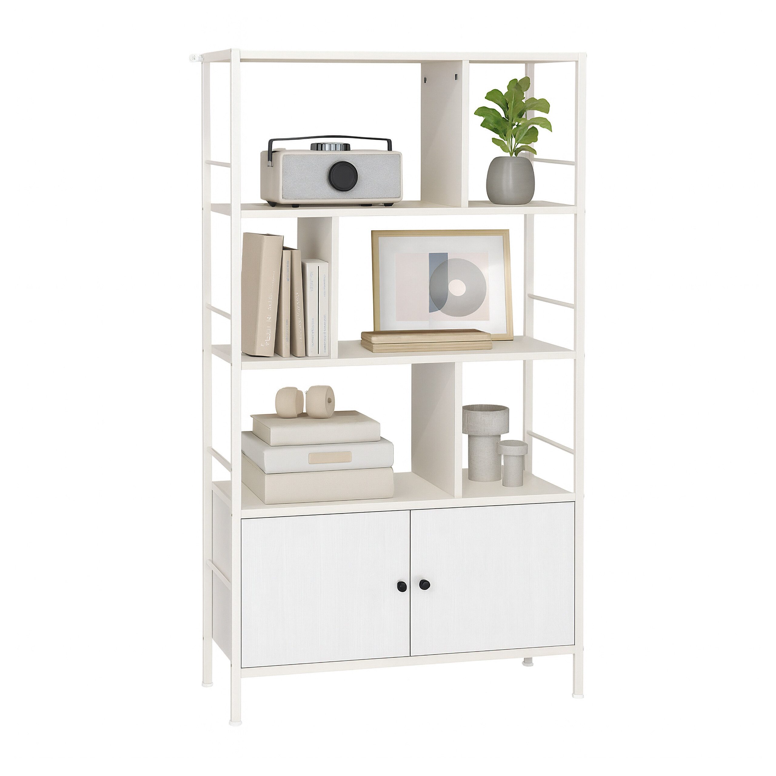 relaxdays Bücherregal mit Unterschrank, weiß günstig online kaufen