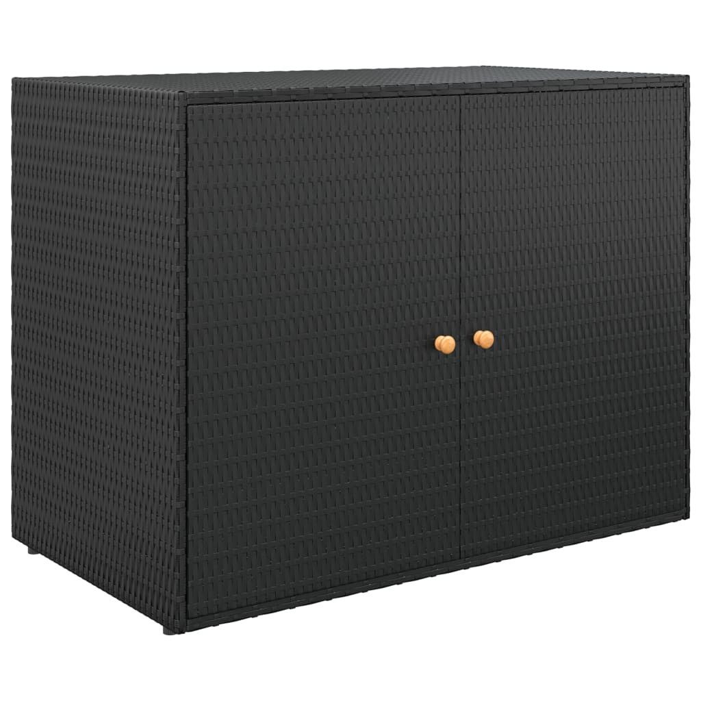 vidaXL Garten-Geräteschrank, Gartenschrank Schwarz 100x55,5x80 cm Poly Rattan