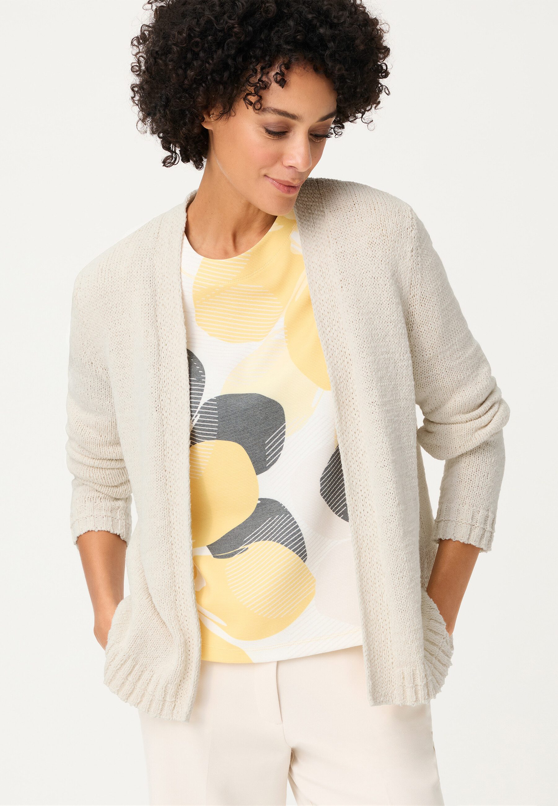 Olsen Cardigan Cardigan mit Schalkragen und offenem Design