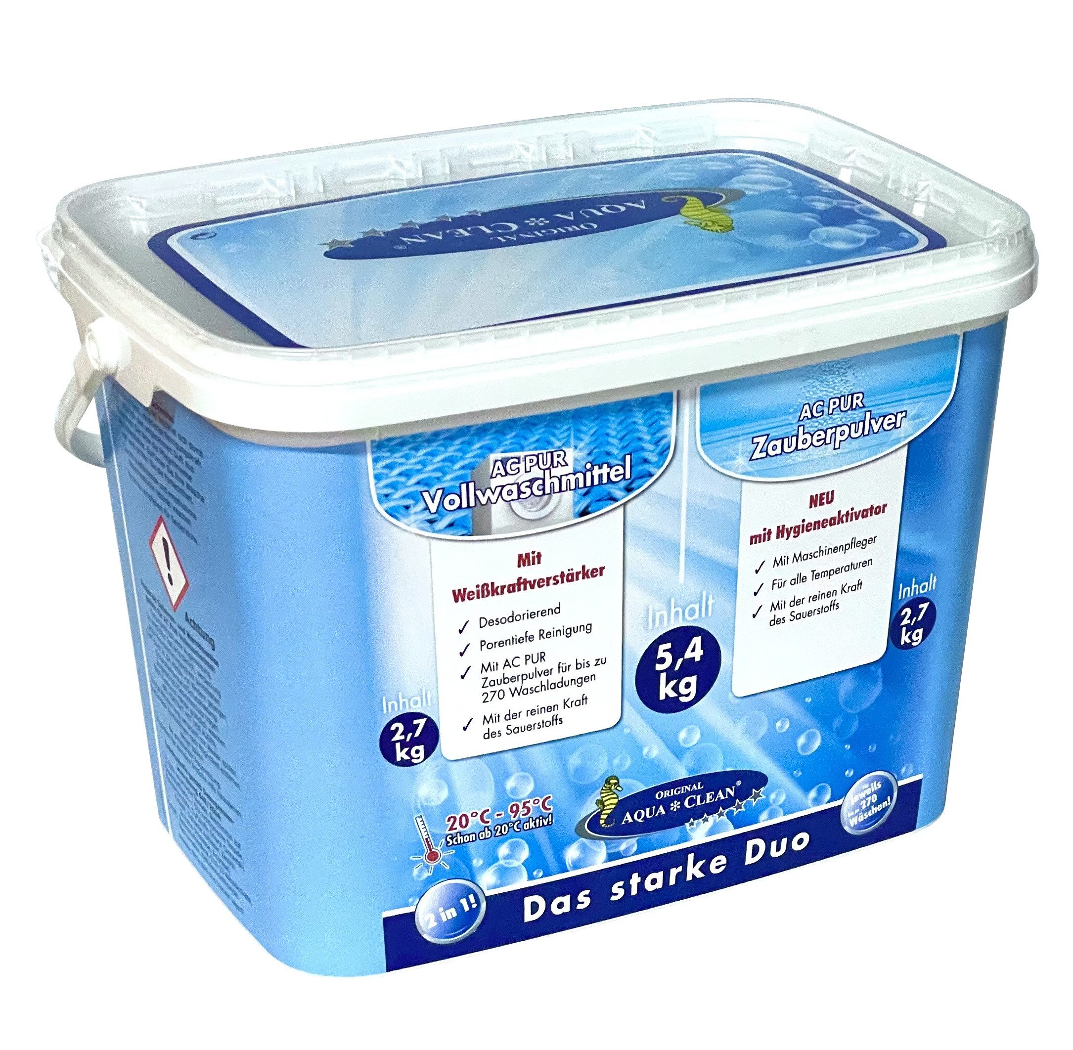 PUR Zauberpulver 2,7kg & Vollwaschmittel 2,7kg im Kombi-Eimer Spezialwaschmittel
