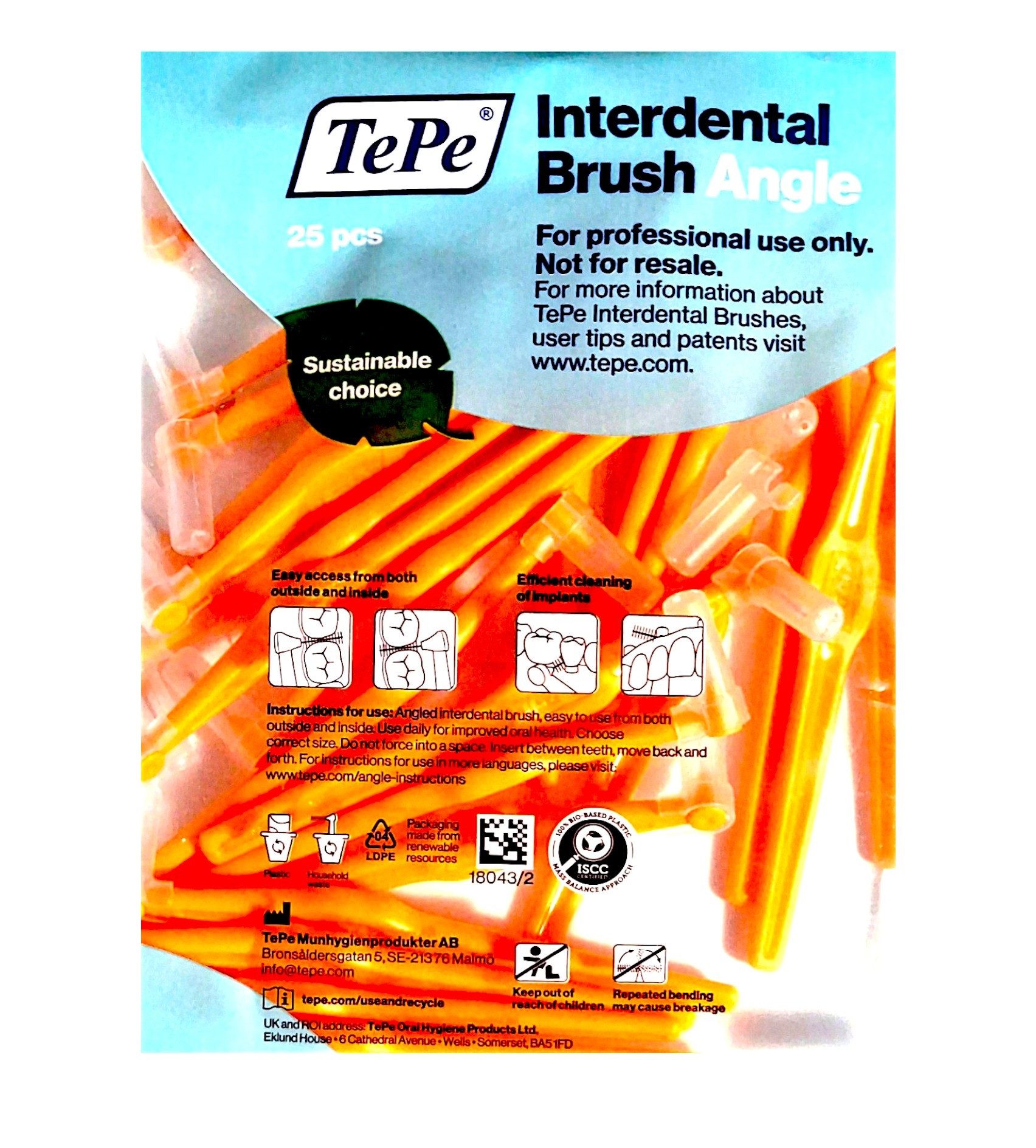 TePe Interdentalbürsten TePe Angle Interdentalbürsten orange 0,45 mm - Multipack 25 Stück