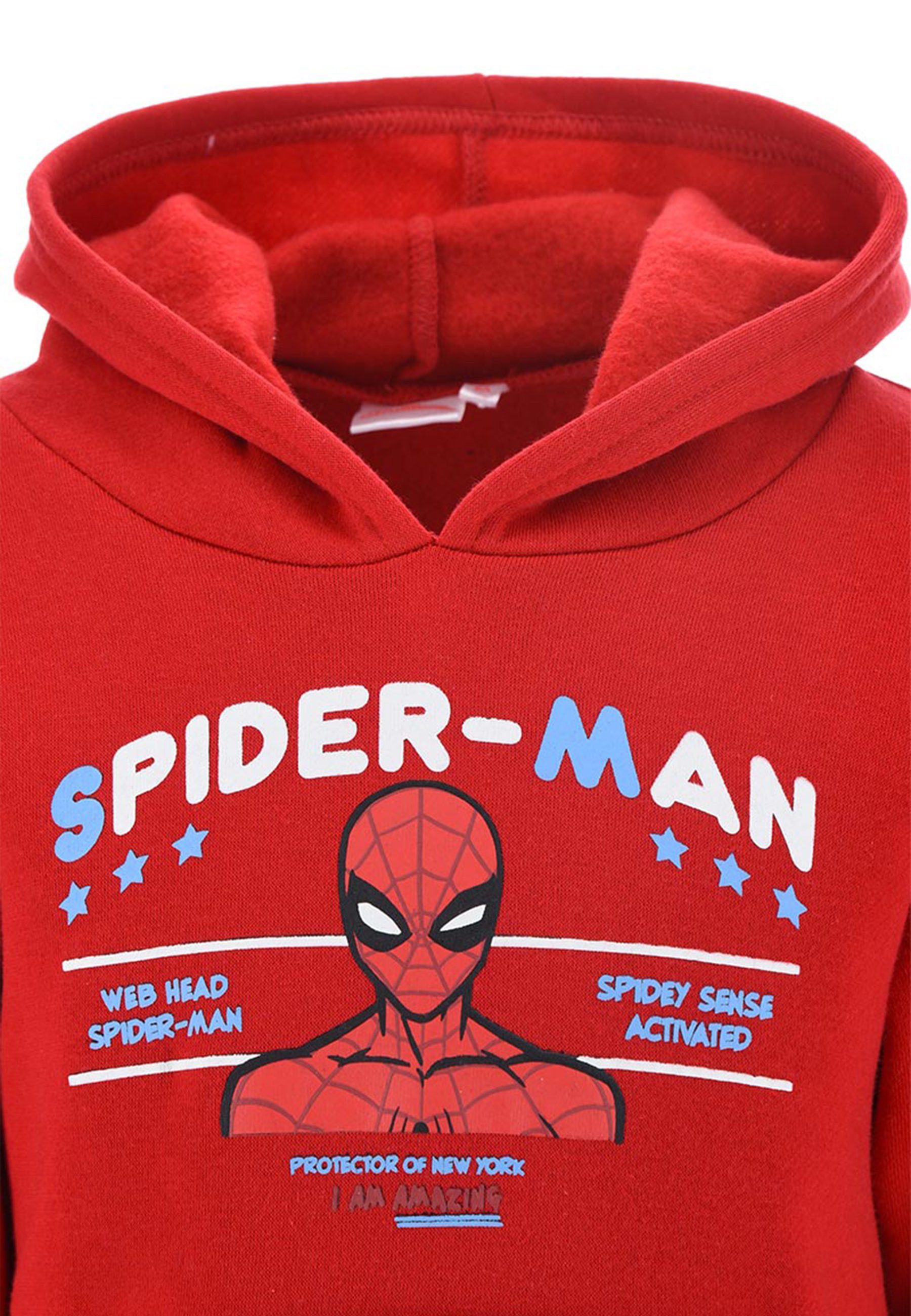 Kapuzensweatshirt Jungen Pulli Kapuzenpullover Rot Spiderman Hoodie Kinder