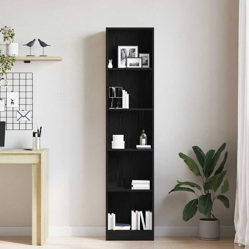 vidaXL Bücherregal Bücherregal Schwarz Eichen-Optik 40x24x176 cm Holzwerkstoff, 1-tlg. – Bild 4 von 5