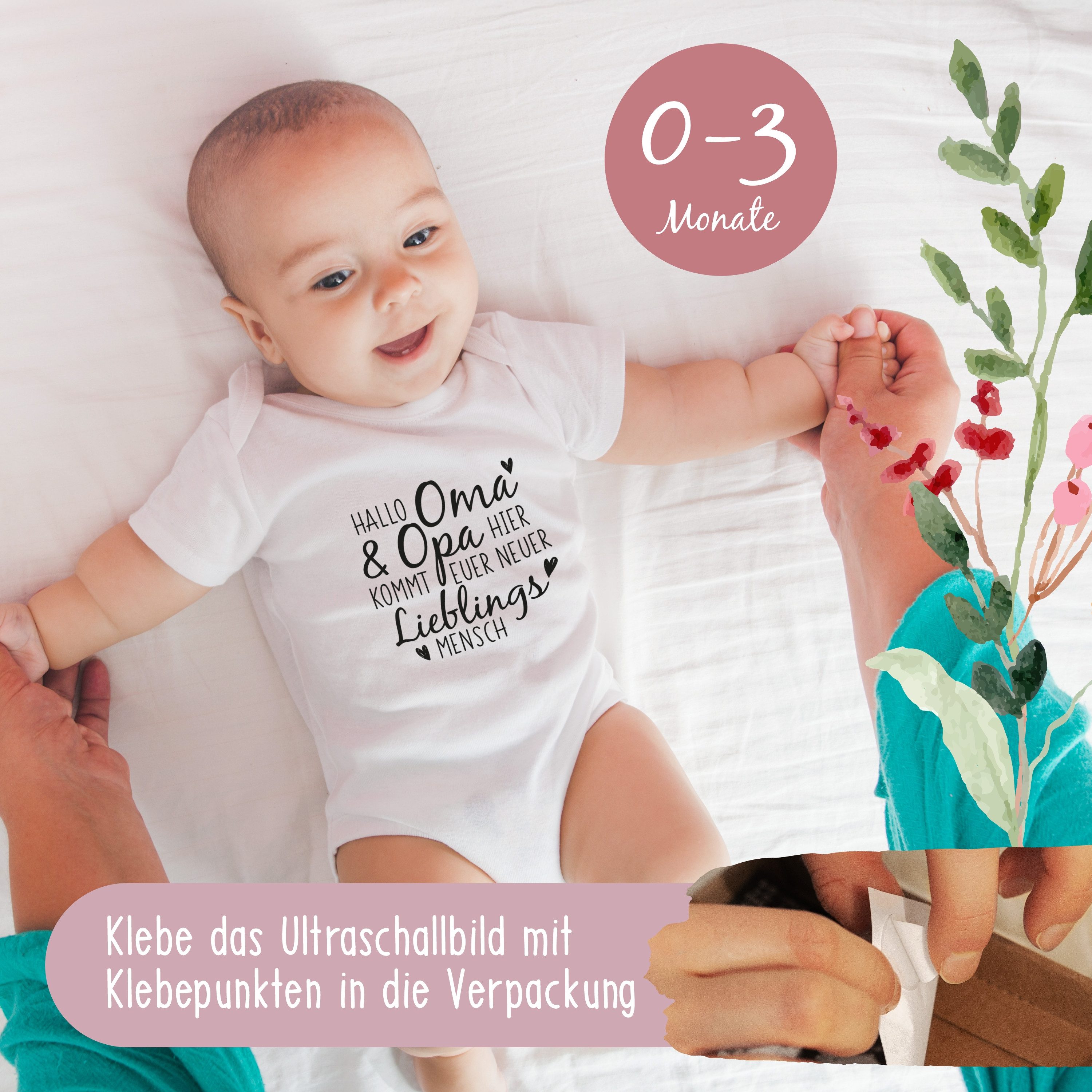 Amari Shirtbody Babybody zum Schwangerschaft verkünden für Oma und Opa