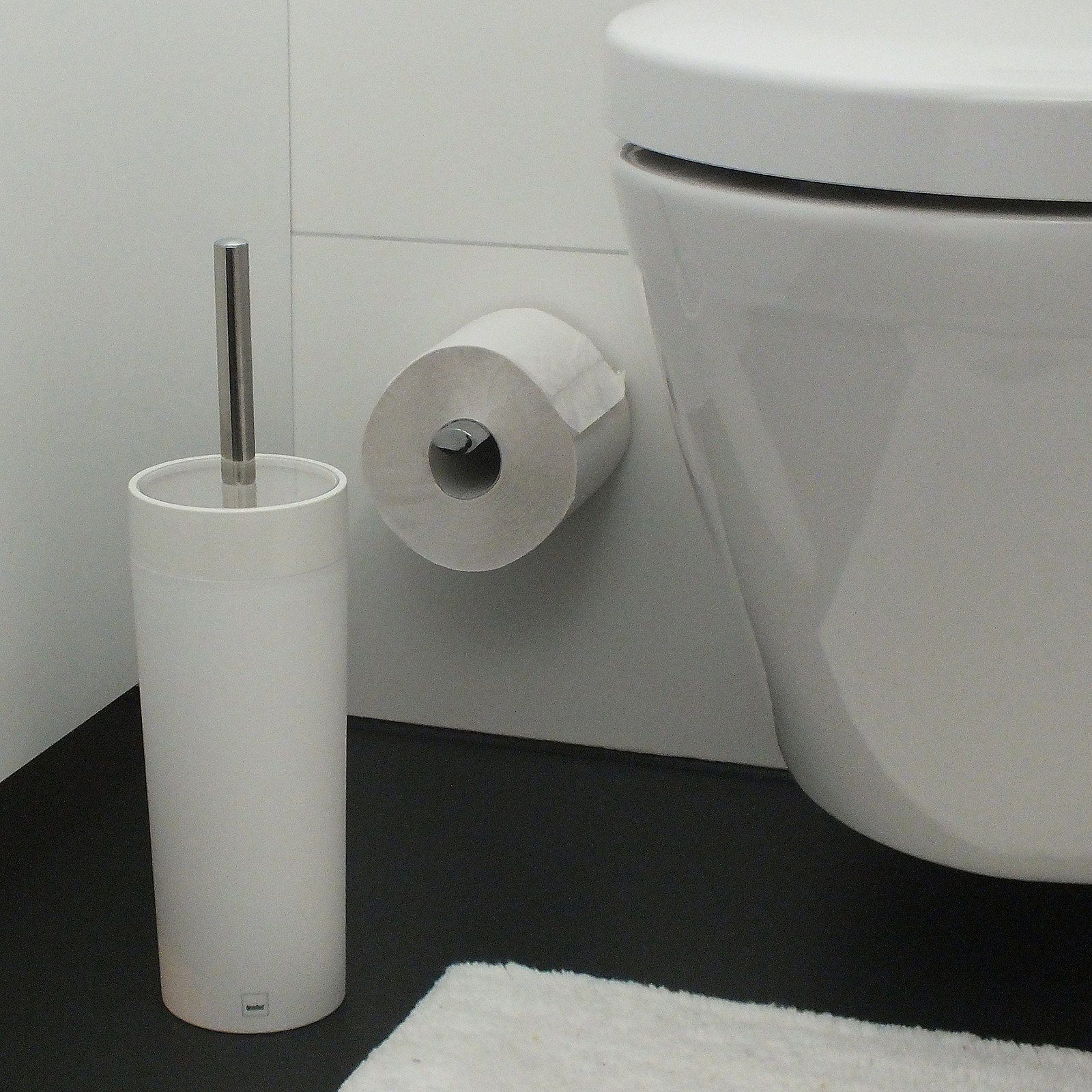 kela WC-Garnitur Gray, samtig leicht Oberfläche, raue wechselbare Acrylglasdeckel Bürste weiß mit
