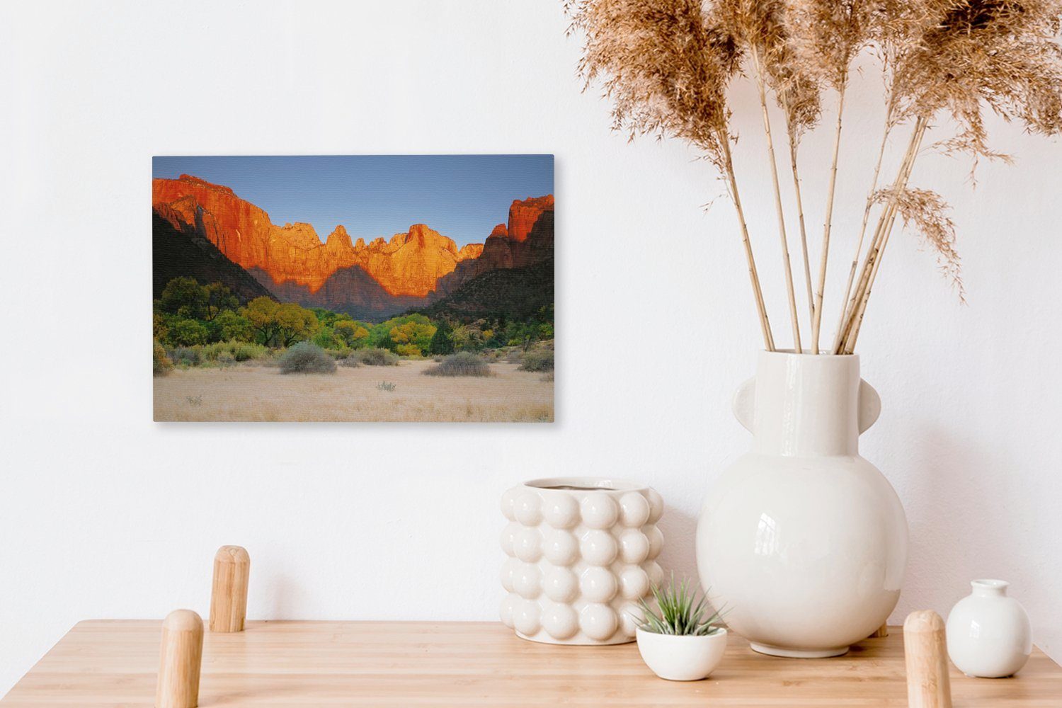 Ein cm Wandbild Park Lichtfall des einem Utah, großer in Aufhängefertig, (1 in St), Leinwandbild 30x20 Tal National Leinwandbilder, Zion OneMillionCanvasses® Wanddeko,