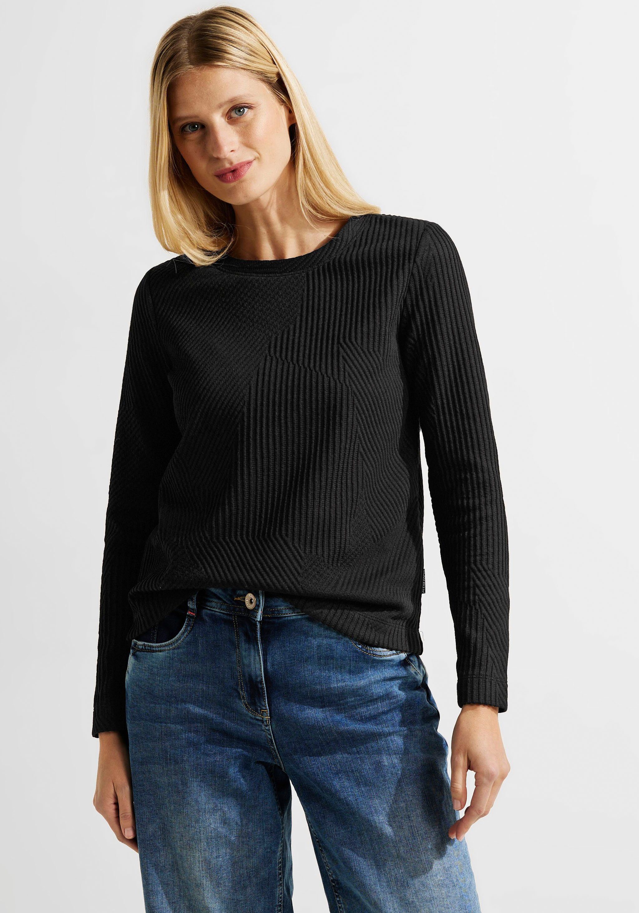 Sweatshirt Black Strukturmuster mit Cecil