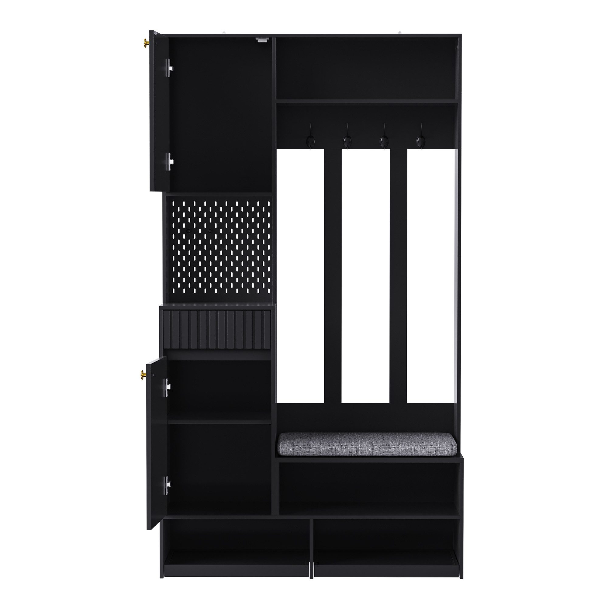 KLAM HOME Garderoben-Set Garderobenset, Komplett-Set Flurgarderobe mit Sitz günstig online kaufen
