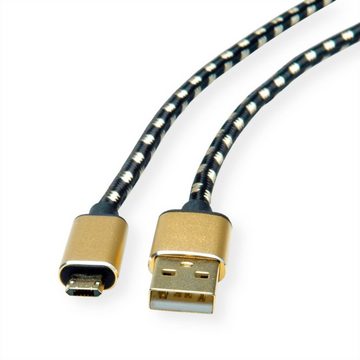 ROLINE GOLD USB 2.0 Kabel, Typ A ST - Micro B ST (reversibel) USB-Kabel, USB 2.0 Typ A Männlich (Stecker), USB 2.0 Typ Micro B Männlich (Stecker) (80.0 cm)
