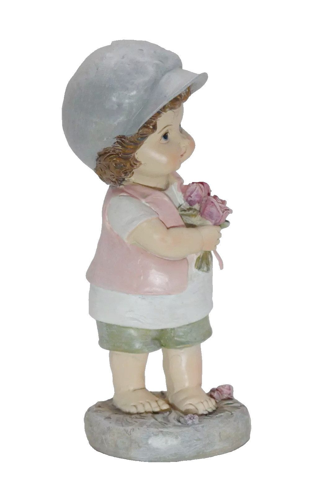 Kaufhaus le petit Dekofigur Deko Wichtel Kind Figur Junge Rosen Skulptur Mädchen Zwerg Objekt, Dekoskulptur Dekoobjekt aus Polyresin (Kunststein)