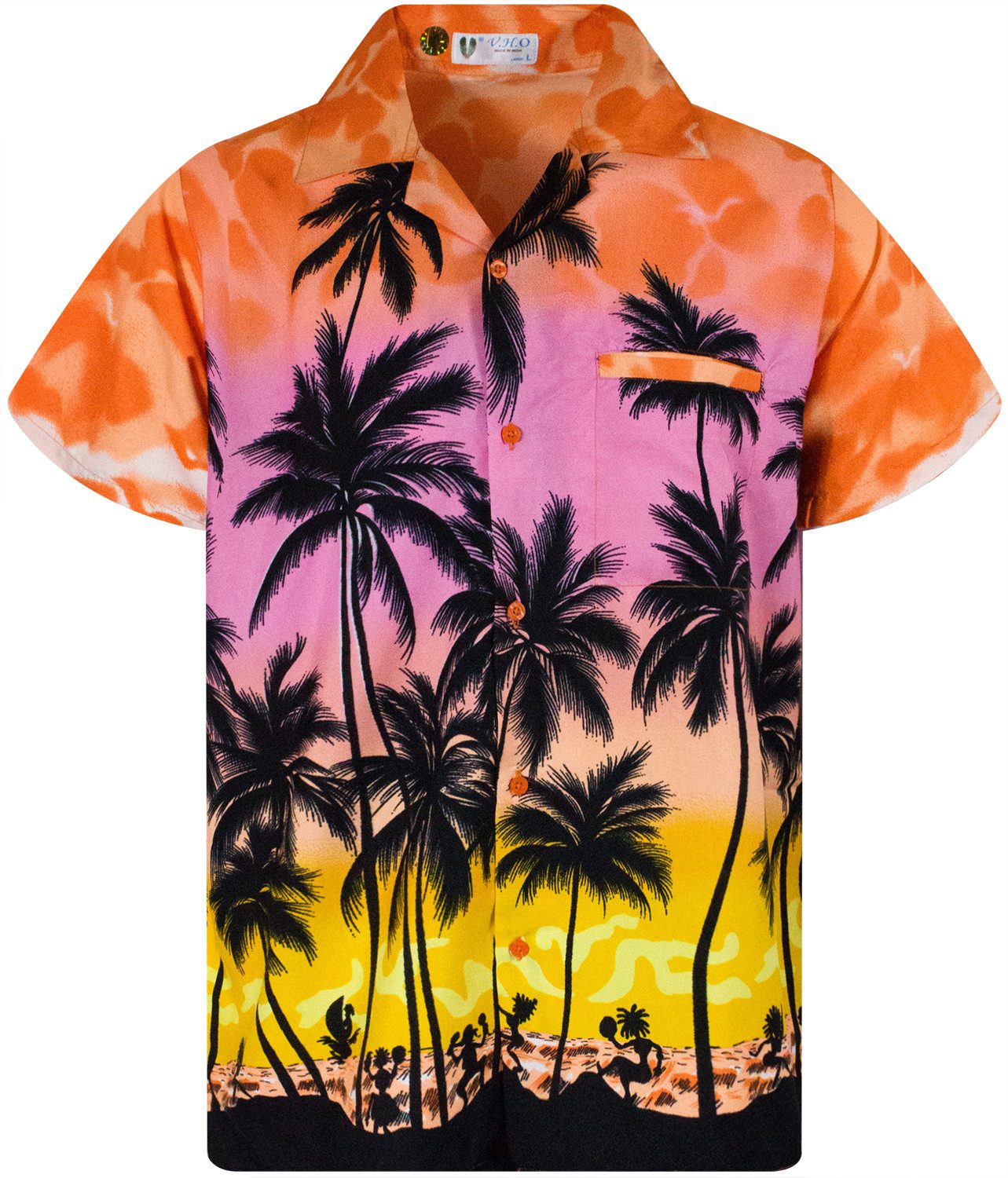 King Kameha Hawaiihemd Beach Eclectic Funky Hawaii-Hemd, Herren, Kurzarm, Front-Tasche