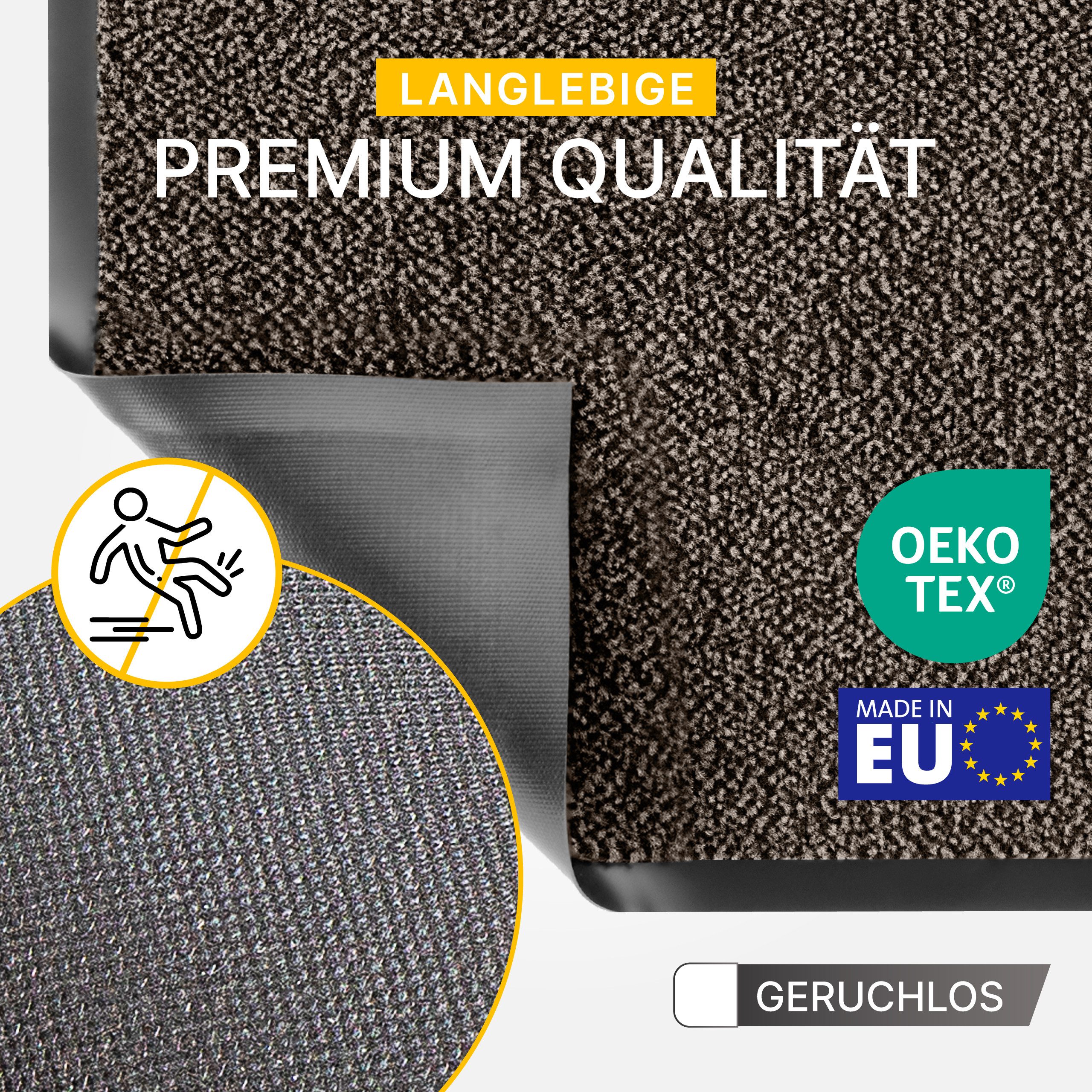 Entrando Fußmatte FIEL, Rechteckig, Höhe: 7 mm, Schmutzfangmatte Innen & Außen waschbar rutschfest dünn saugstark – Bild 4 von 5