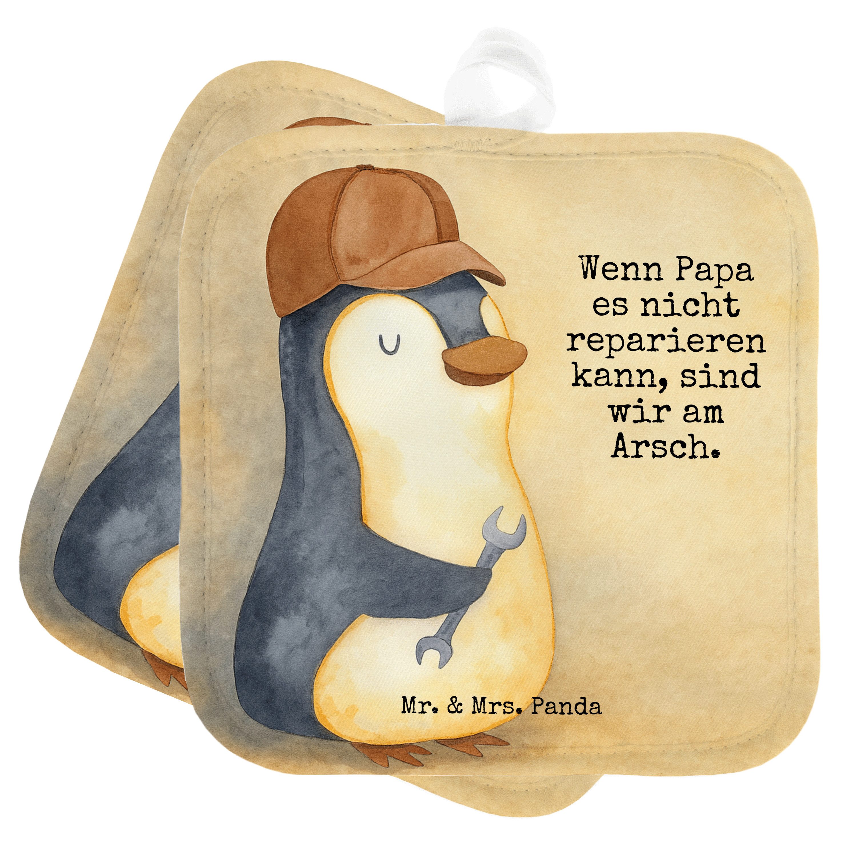 Mr. & Mrs. Panda Topflappen Wenn Papa es nicht reparieren kann, sind wir am Arsch Design, Topflap, (Packung), Bester Vater Doppel Topflappen Zwei Topflappen