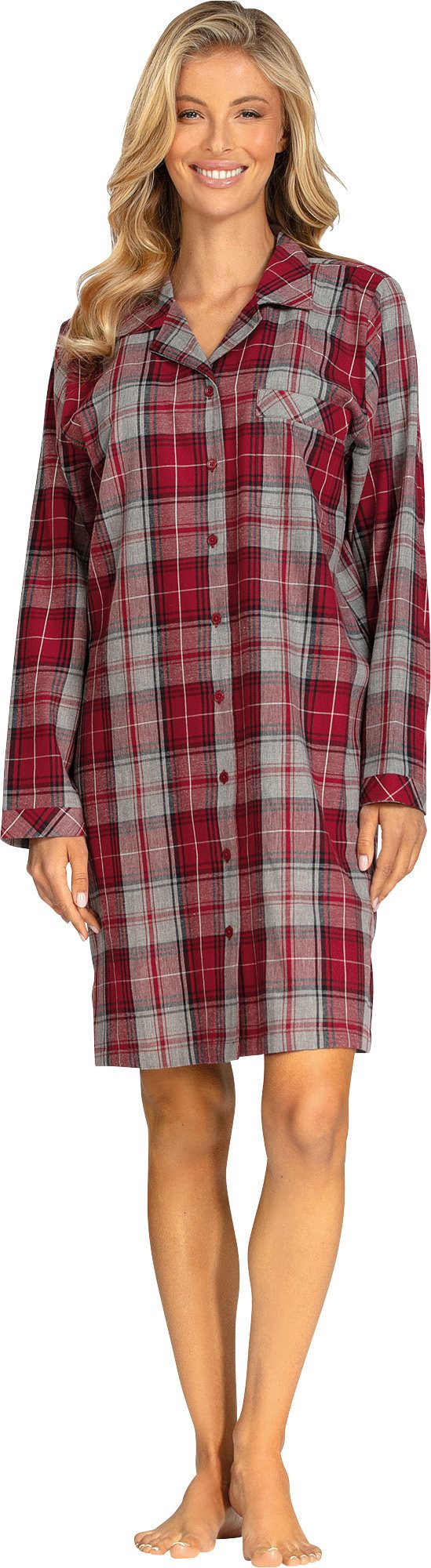 comtessa Nachthemd Damen-Nachthemd Flanell Karo