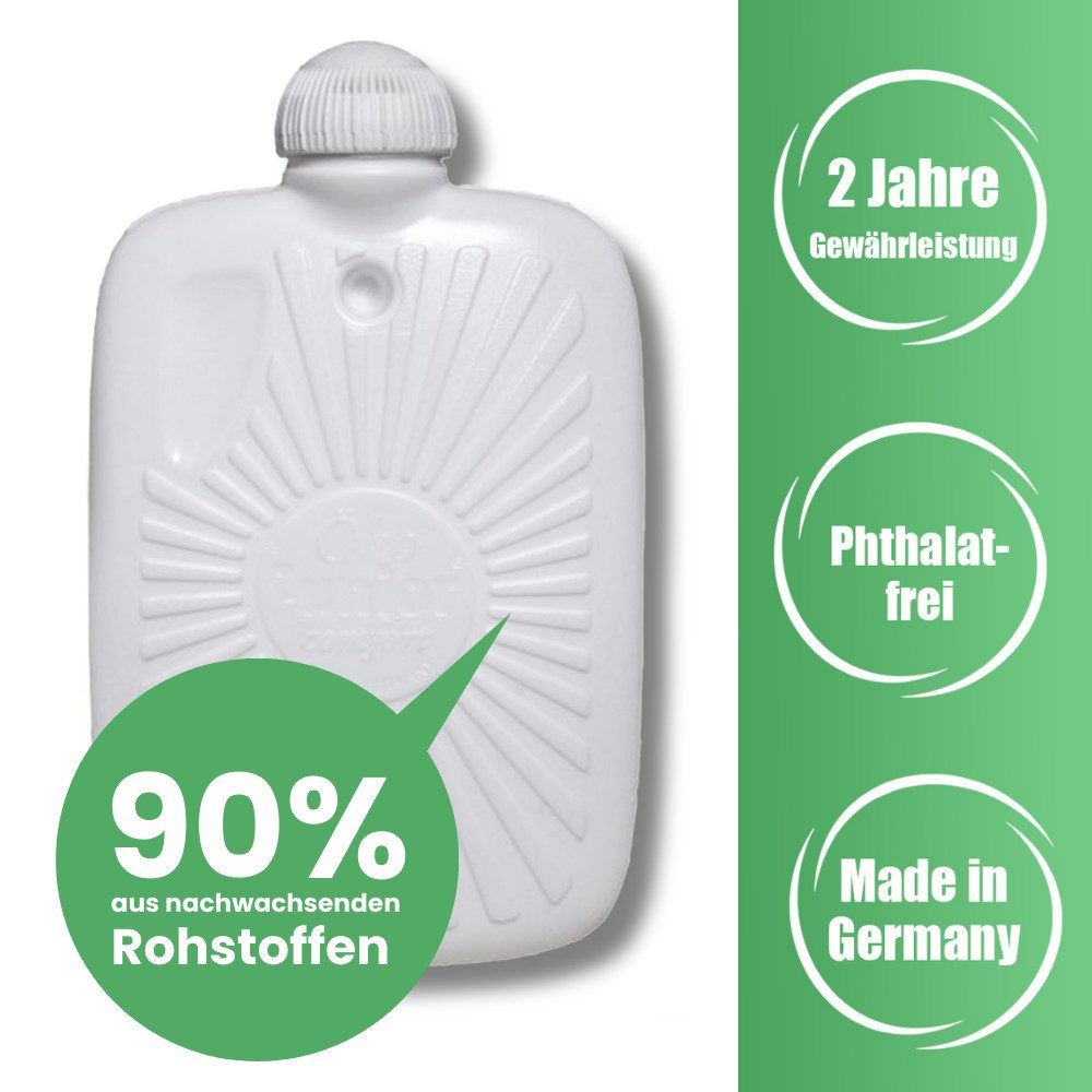 Hugo Frosch Wärmflasche Klassik 1,8 l Made in Germany mit Bezug Langhaar-Flausch, Made in Germany, langlebig, auslaufsicher, waschbarer Bezug