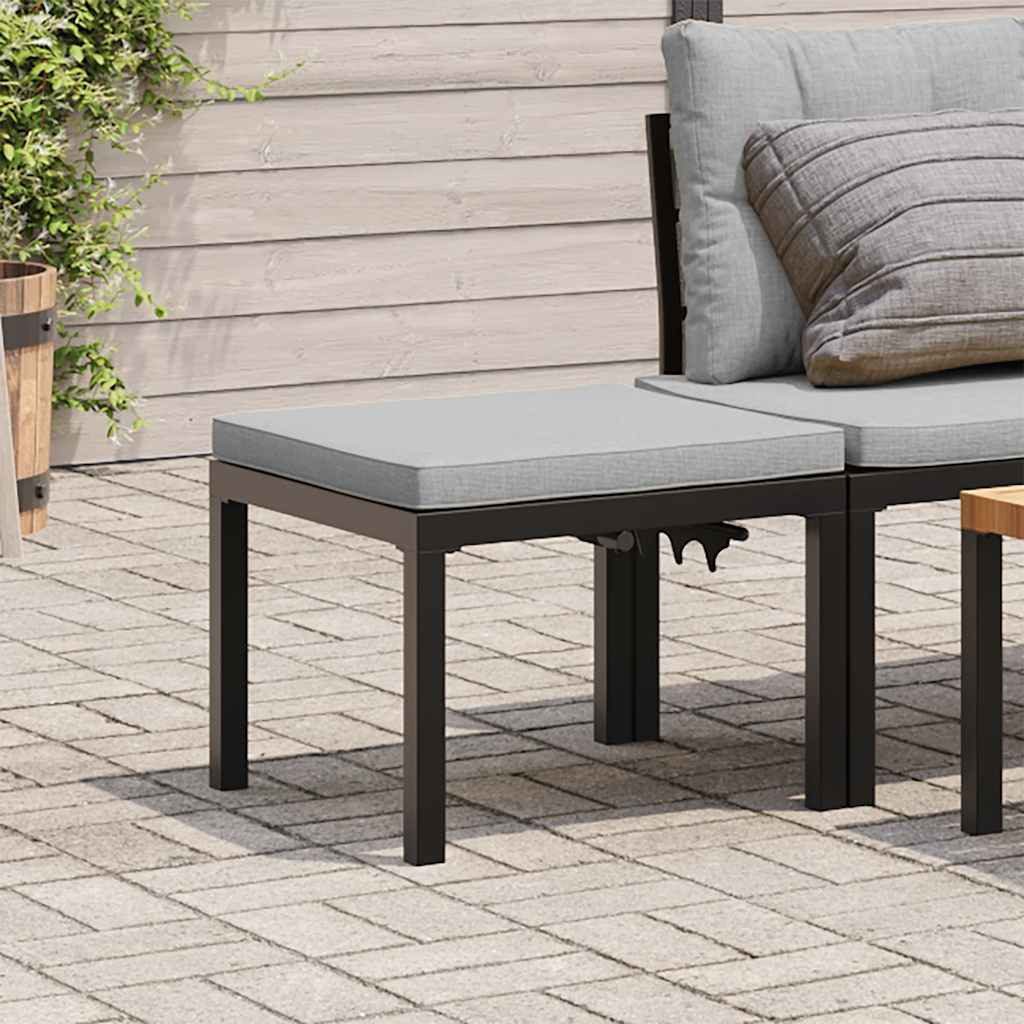vidaXL Hocker Gartenhocker mit Kissen Schwarz Pulverbeschichteter Stahl (1 St)
