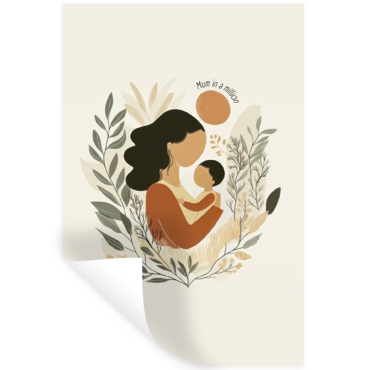 MuchoWow Wandsticker Illustration - Zitat - Mutter (1 St), Wanddeko, Aufkleber, Wandtattoo, 80x120 cm