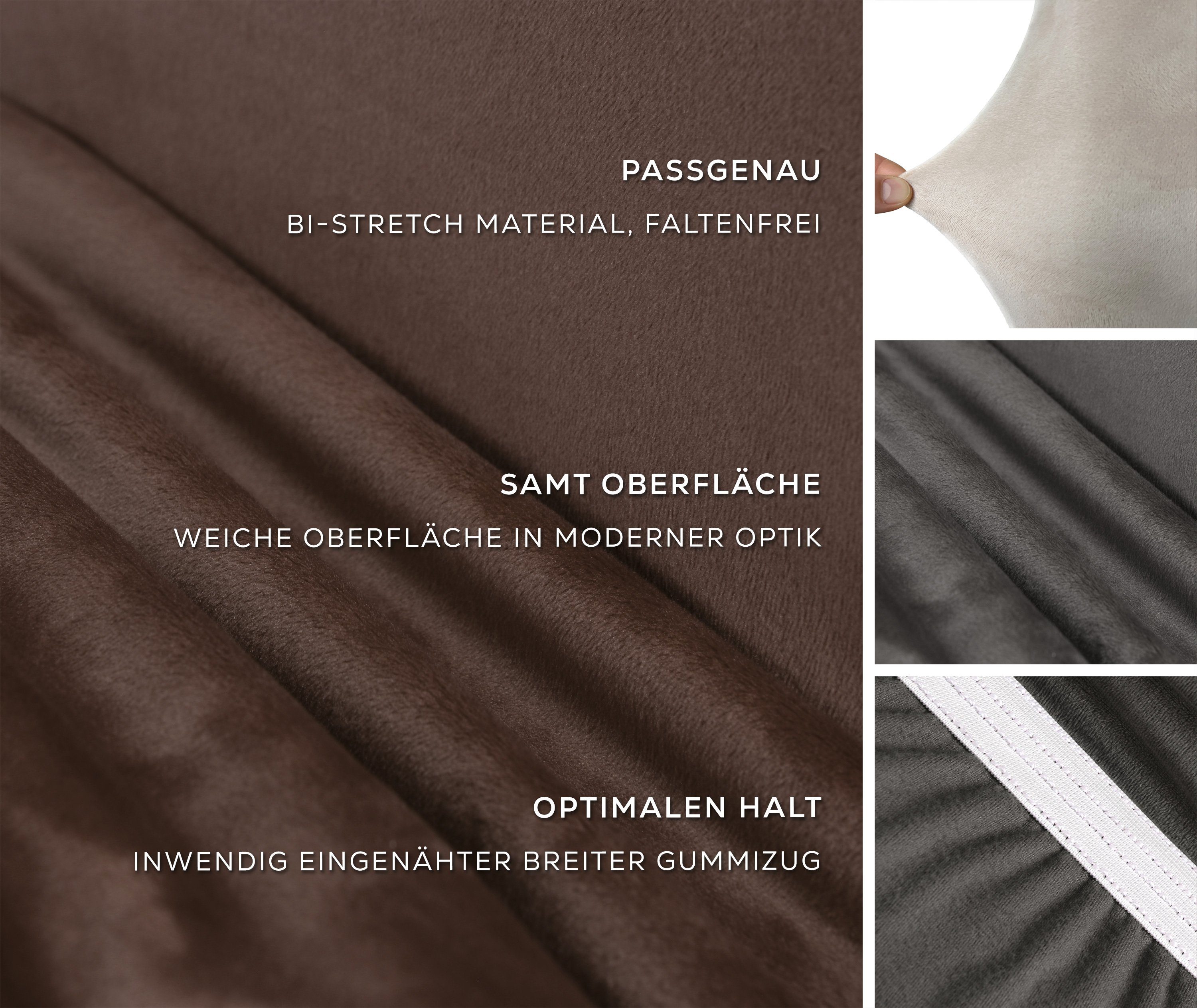 Beautex Stuhlhusse Samt lang Stretch für Stühle Eva elastisch – Bild 3 von 4