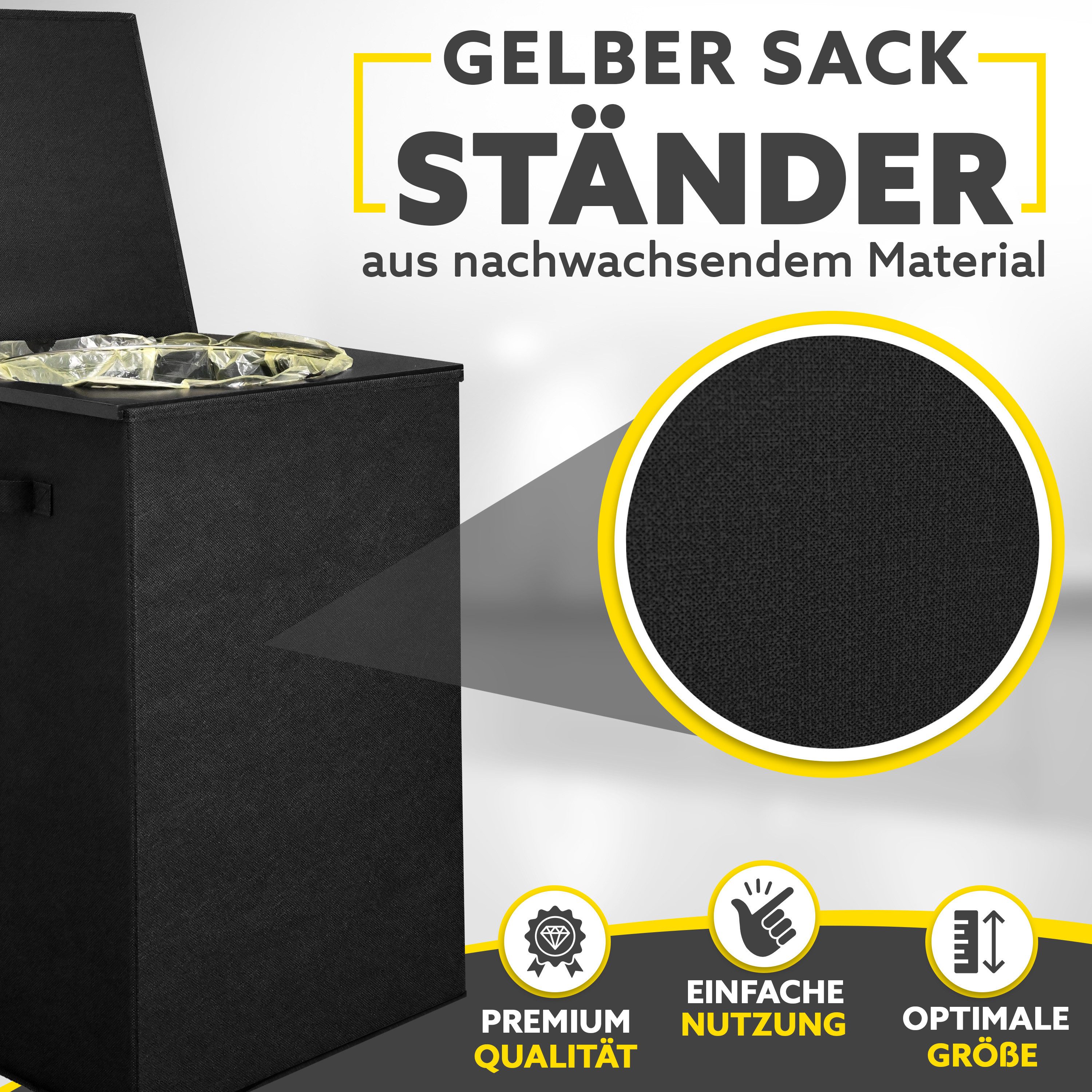 HANDFILL Flaschensammler Müllsackständer 70L mit Deckel Stoffumrandung Wäschekorb (Einzel Müllsackständer Set mit Deckel und Stoffumrandung, Müllsackständer mit – Bild 4 von 5