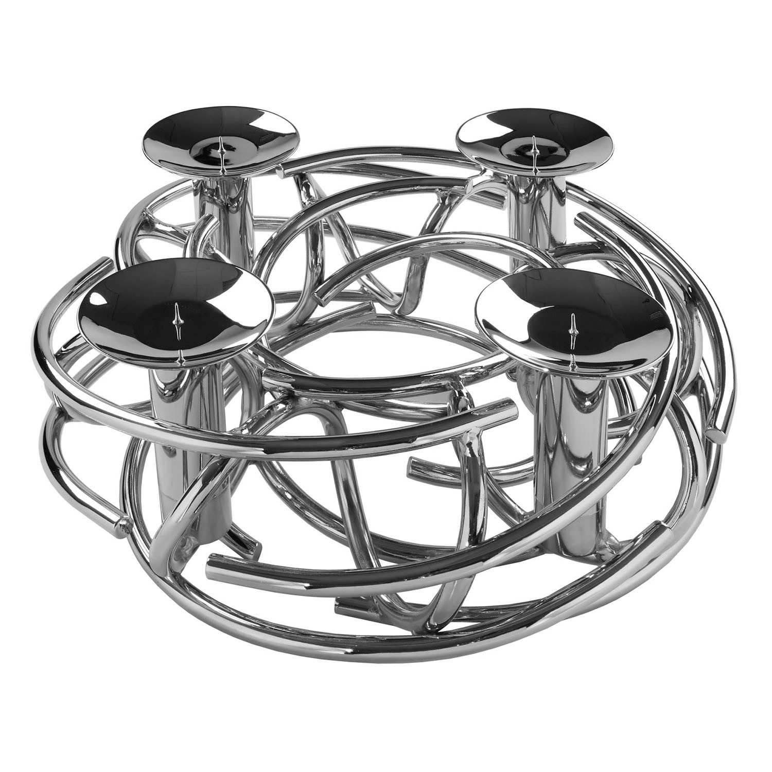 Fink Adventskranz CORONA Kranz - silber - Aluminium/Edelstahl - H. 15cm x Ø40cm - Advent, Schraubbarer Advents- & Weihnachtskranz - Deko für Weihnachten
