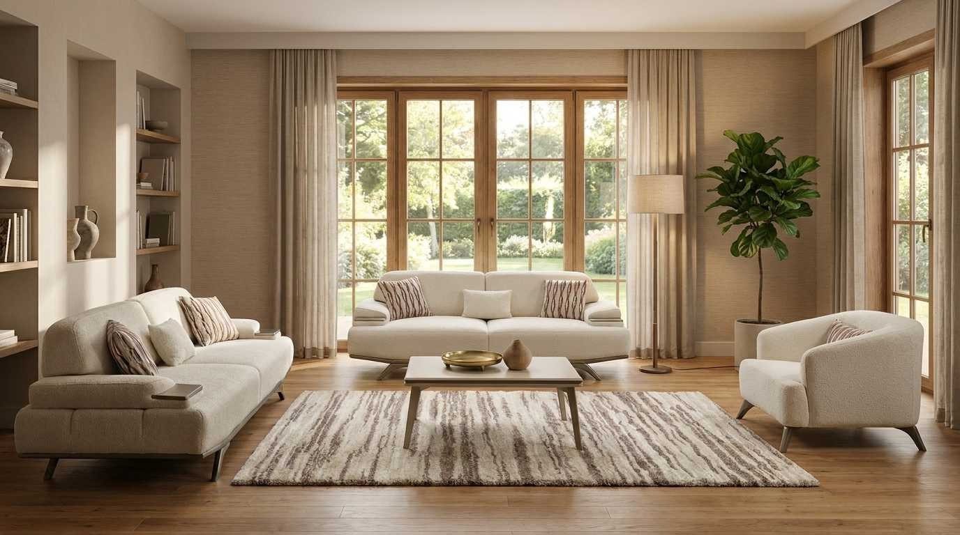 Xlmoebel Polstergarnitur Sofa Set 2x 3 Sitzer Sessel Beige Modern Bequem Polstergarnitur, (3-tlg., 2x 3-Sitzer)