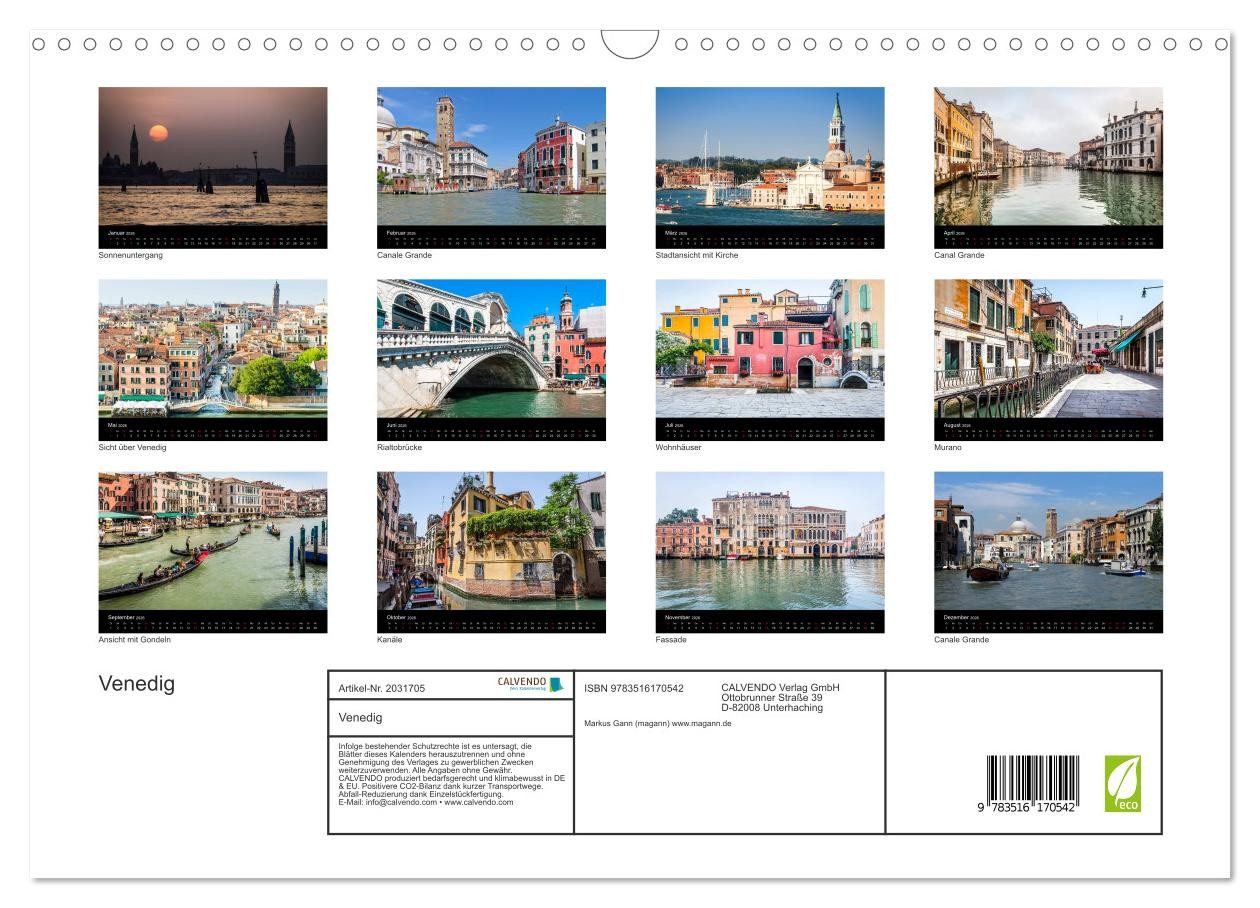 Thumbnail - CALVENDO Wandkalender Venedig (Wandkalender 2026 DIN A3 quer), CALVENDO Monatskalender