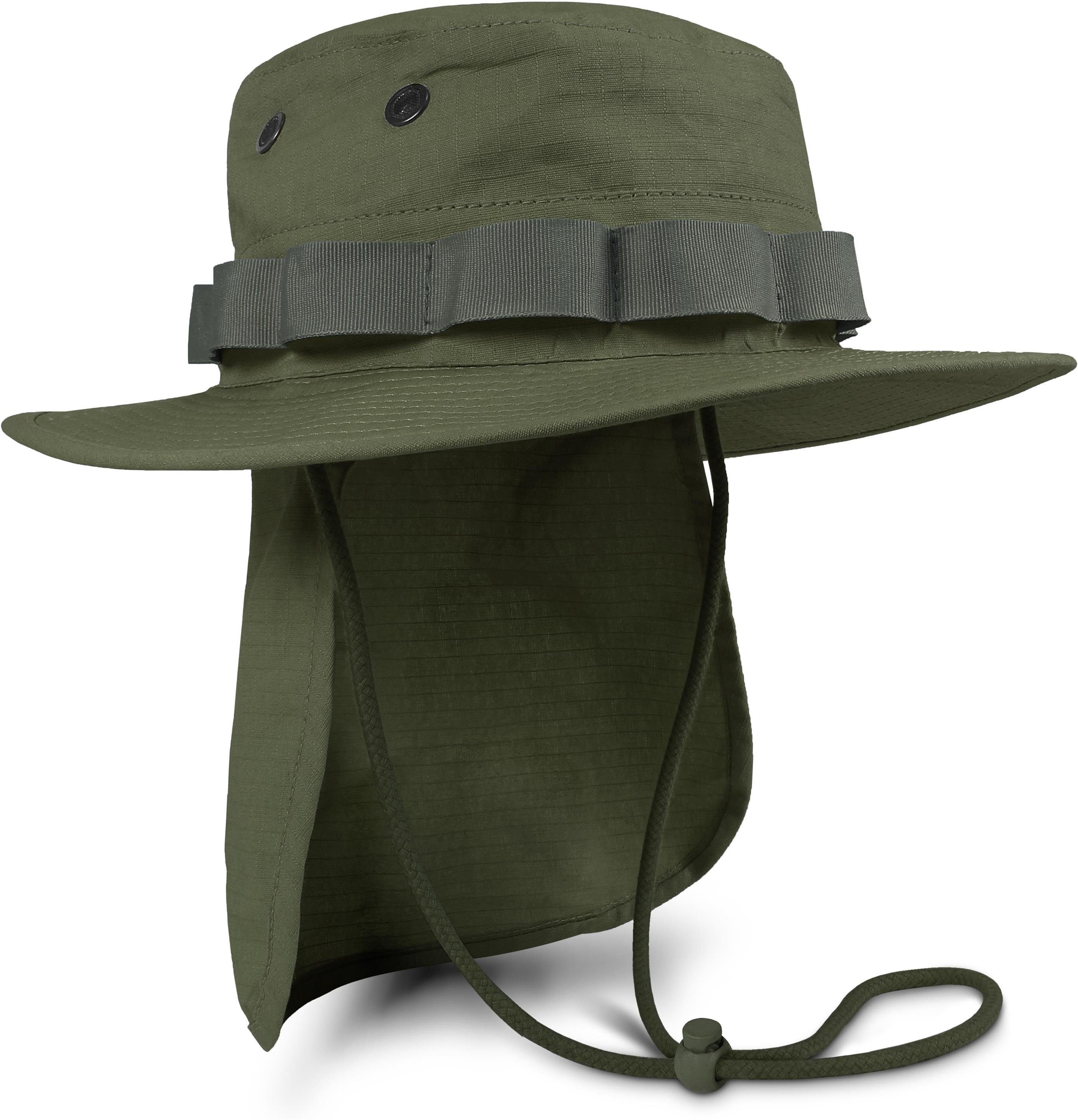 Sonnenhut abnehmbarem Hat Sommermütze normani Sonnenhut Outdoorhut Oliv Junglescout Boonie Outdoorhut Nackenschutz mit