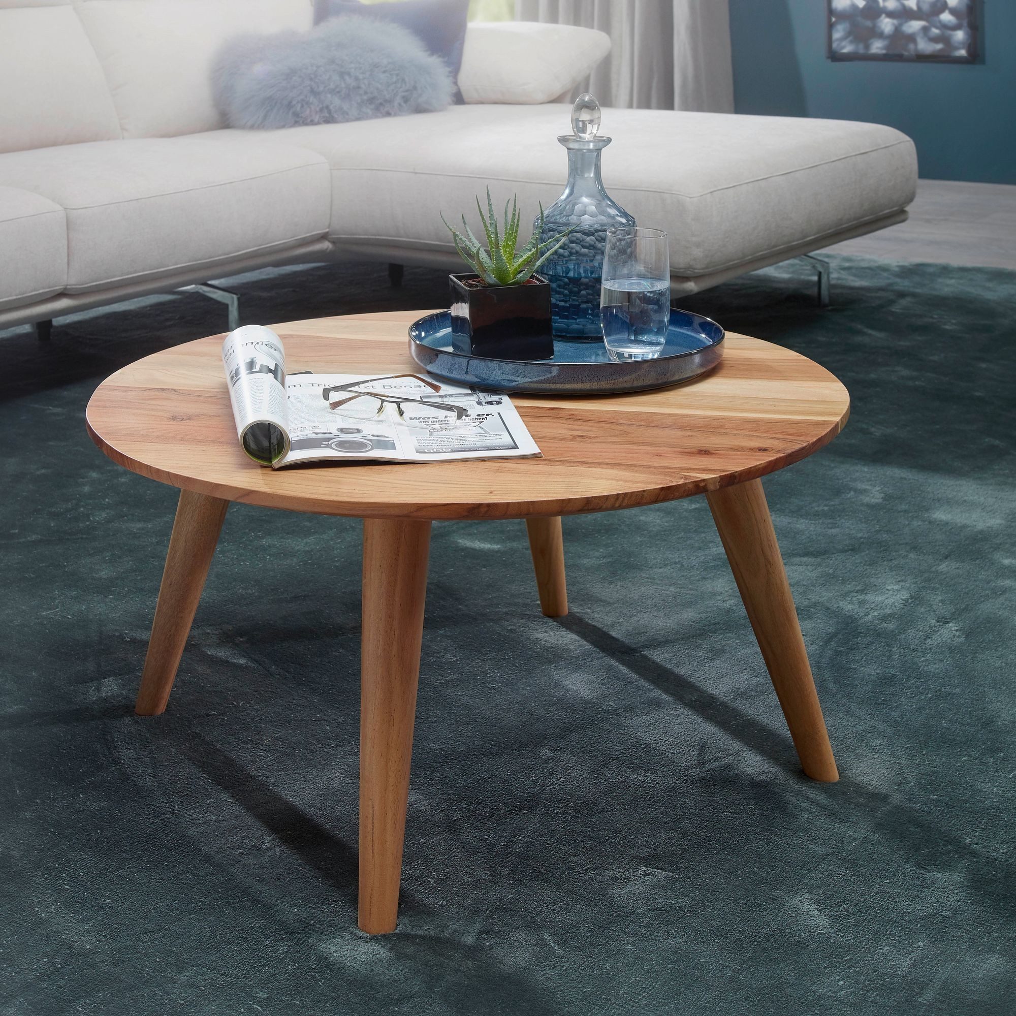 FINEBUY Couchtisch FB43789 (Massivholz Akazie Rund günstig online kaufen