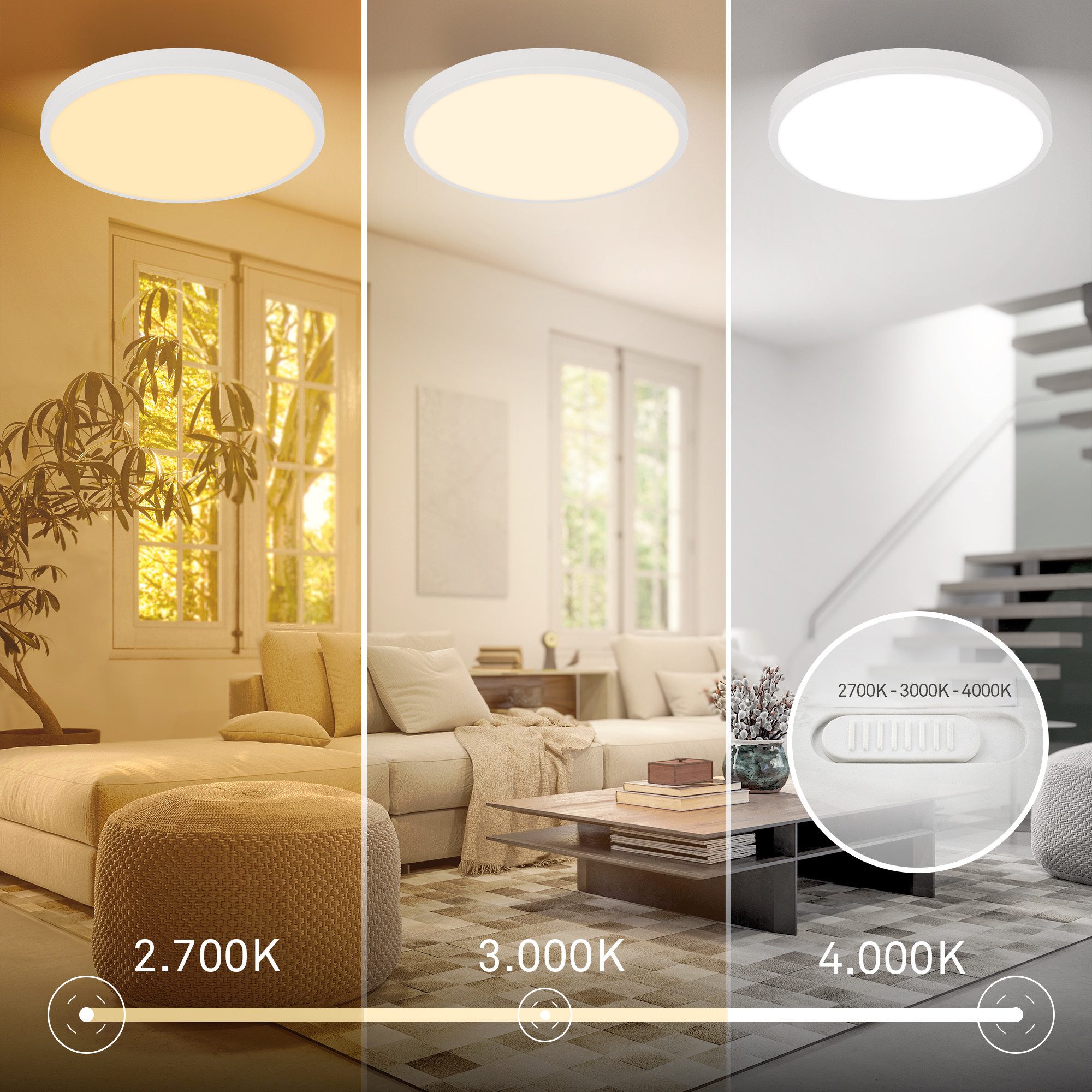 Briloner Leuchten LED Deckenleuchte Hell Deckenlampe Spritzwasserschutz IP44 Lichtfarbe wählbar, LED fest integriert, Lichtfarbe Wählbar, 24x6 cm, Wohnzimmer, Badezimmer, Küche